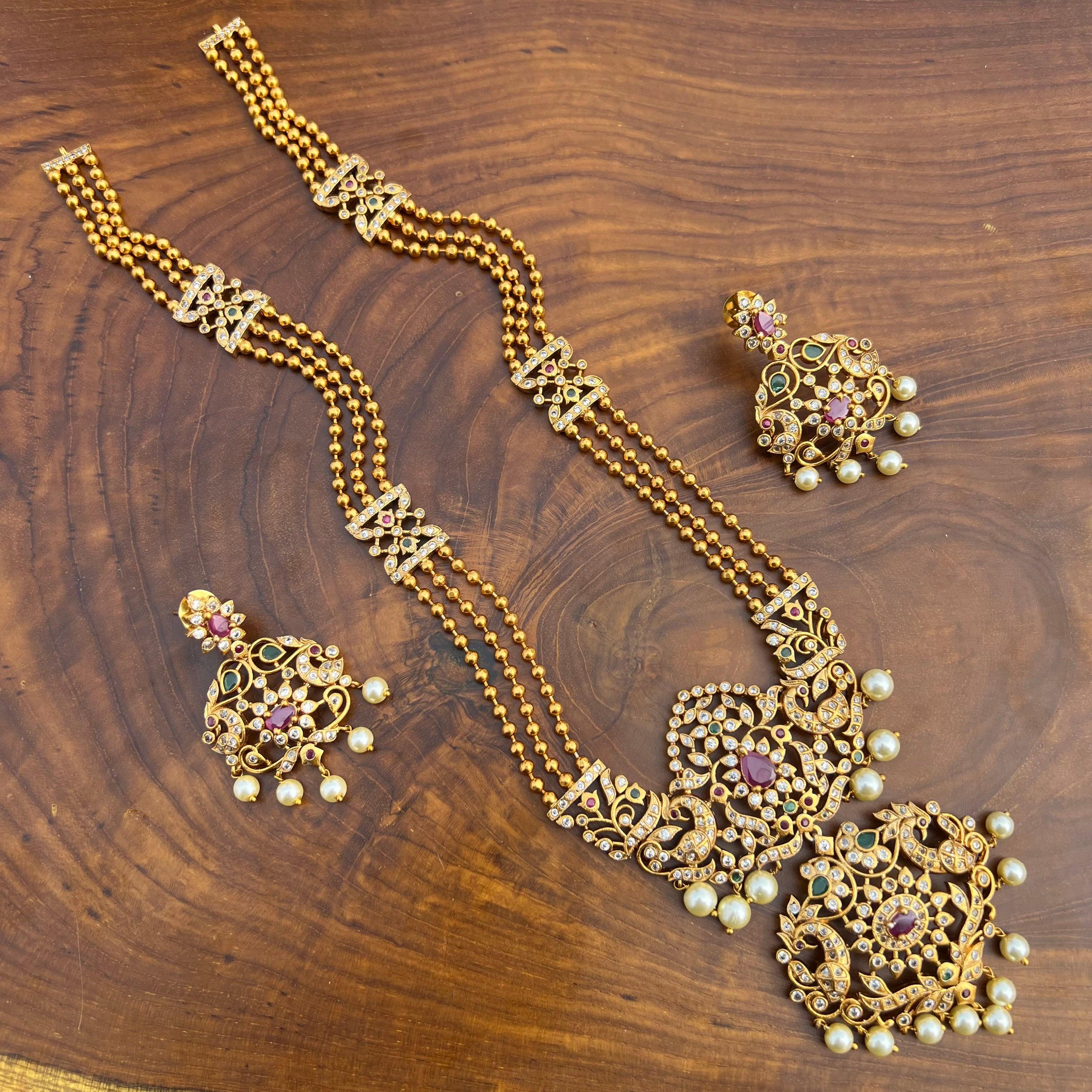 Matte Finish AD Designer Rani Balls Haaram - Happy Pique