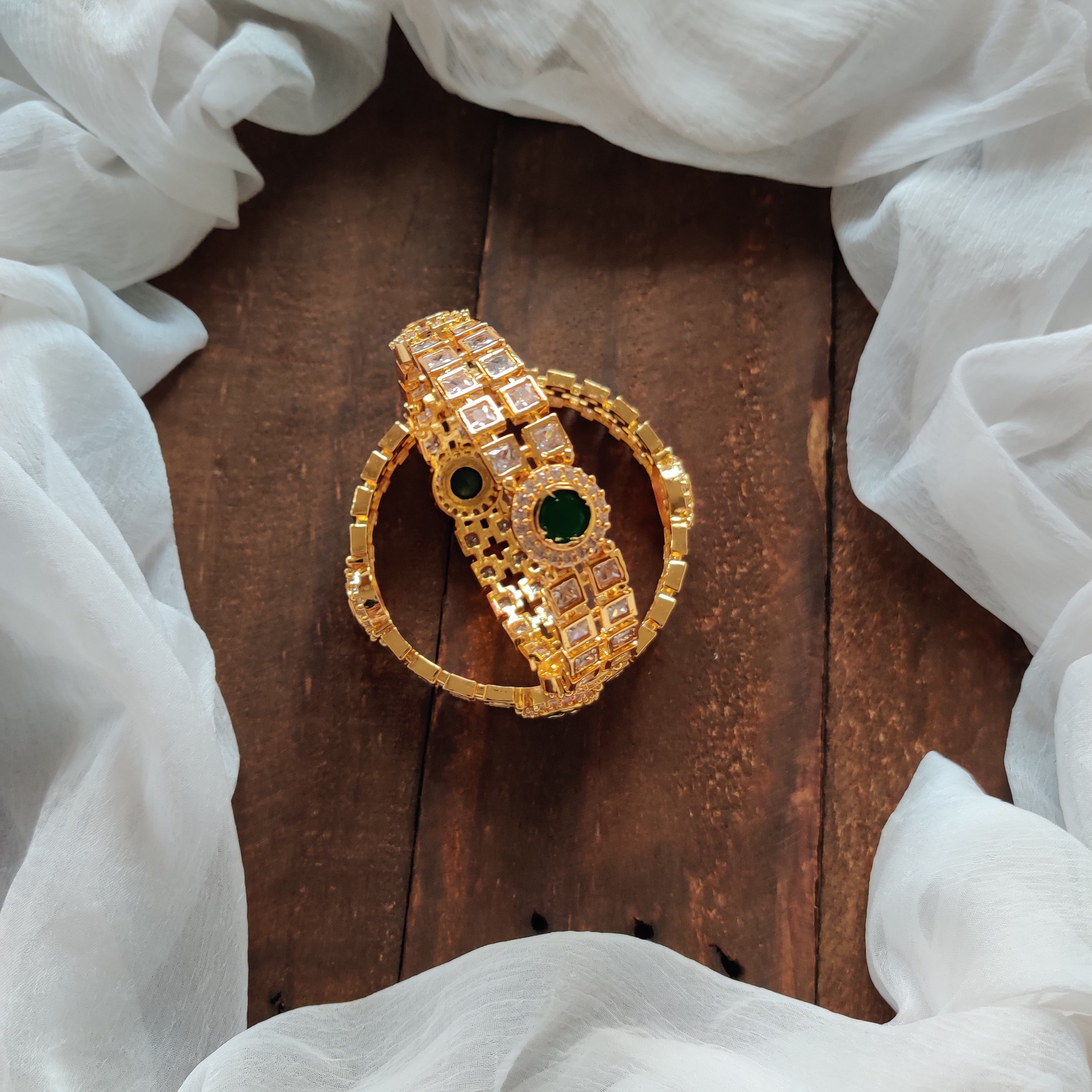 Micro Gold Polish Premium Sqaure AD stone Bangles