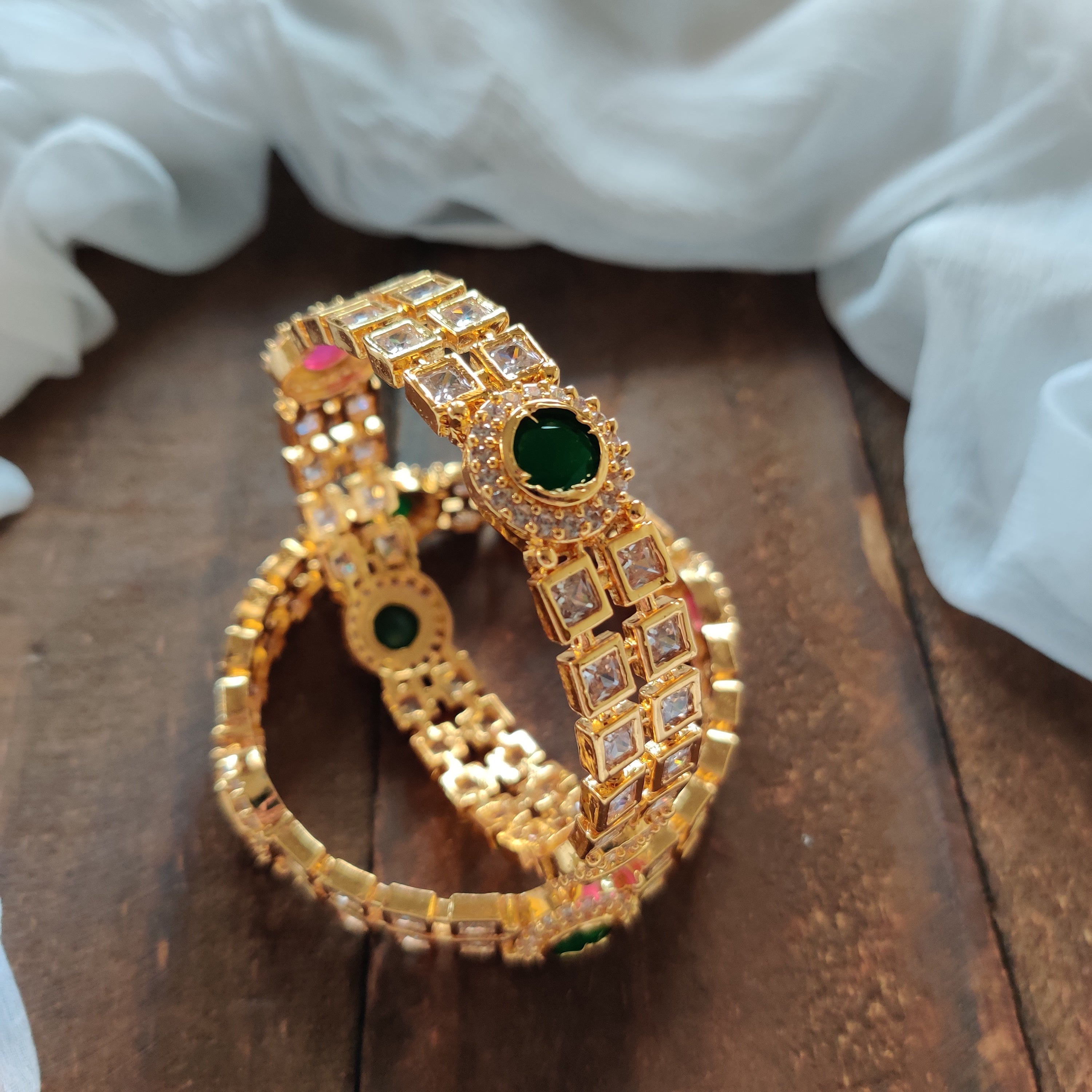 Micro Gold Polish Premium Sqaure AD stone Bangles