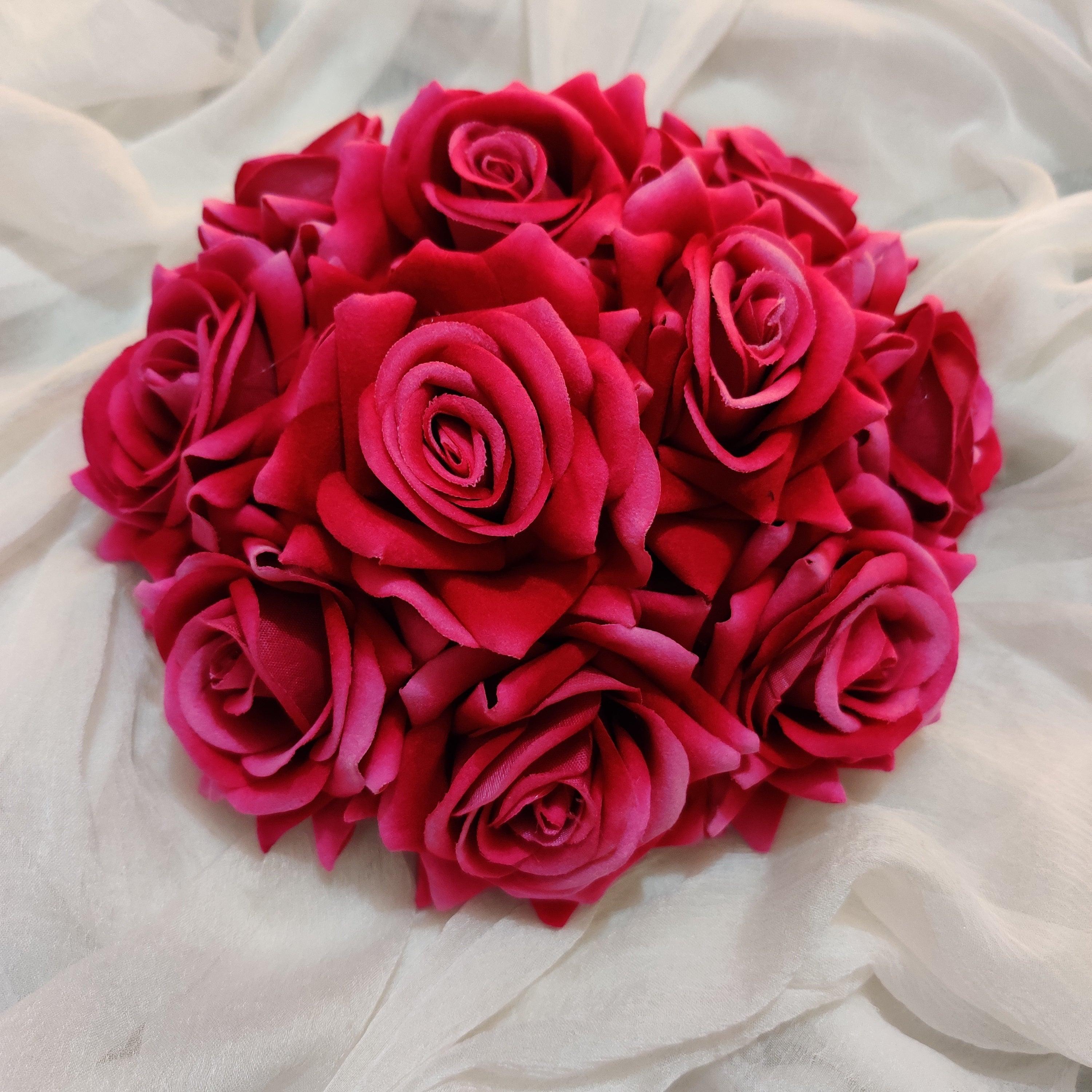 Full Real Look Alike Rose Artificial Flower Bridal Bun - Rose - Happy Pique
