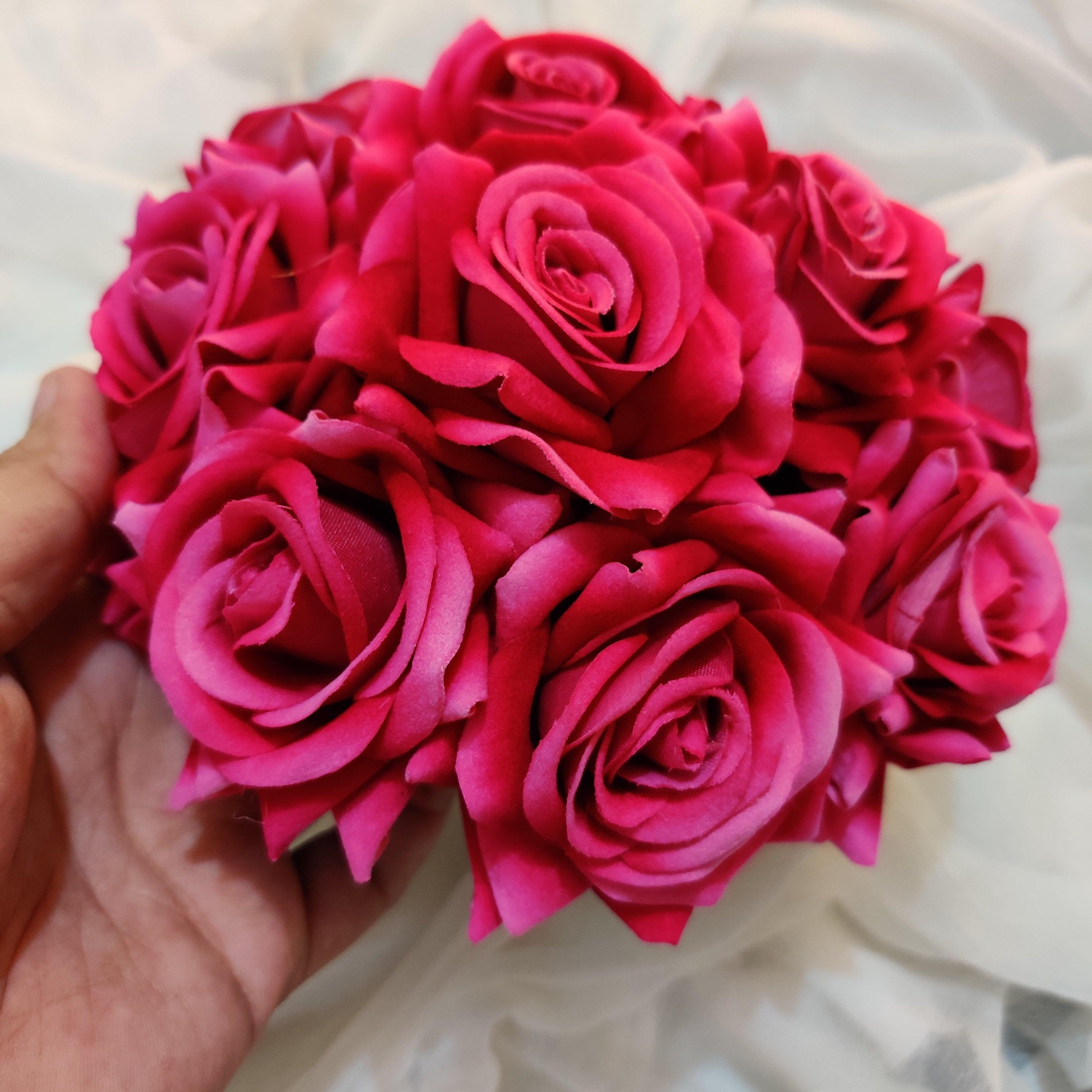Full Real Look Alike Rose Artificial Flower Bridal Bun - Rose - Happy Pique