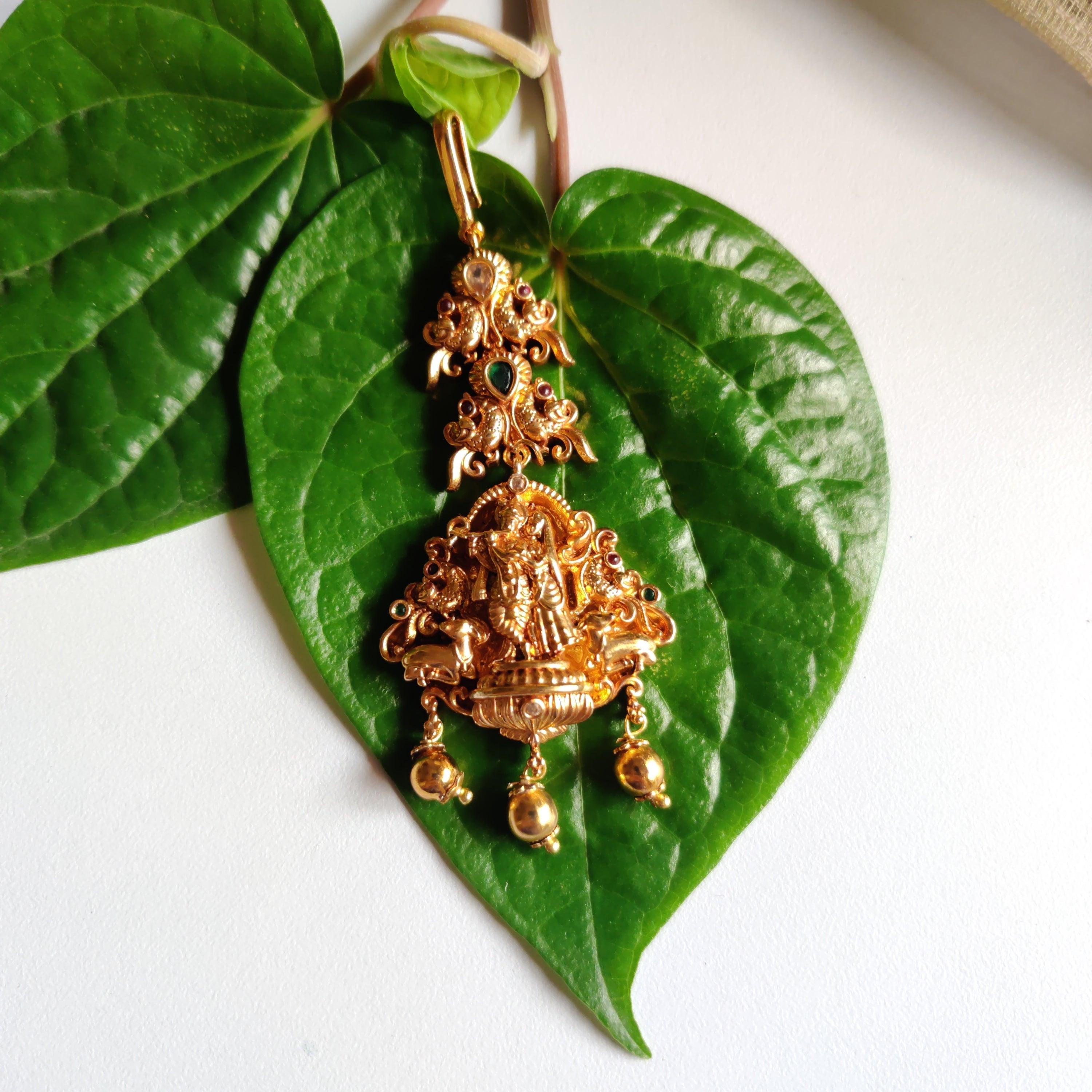 Gold Look Radhe Krishna Nagas Nethi Chutti - Happy Pique