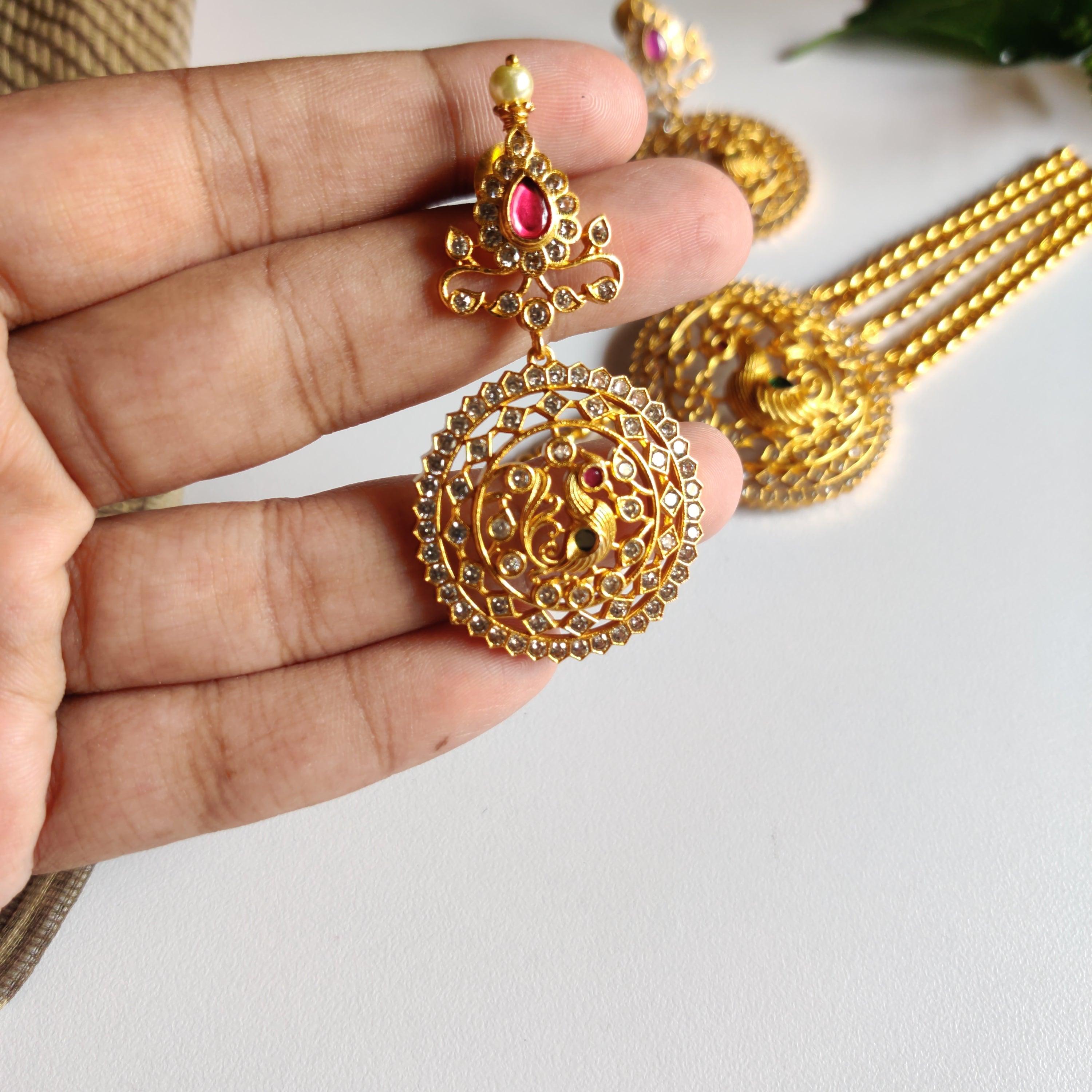 Gold Finish Peacock High Neck Choker - Happy Pique