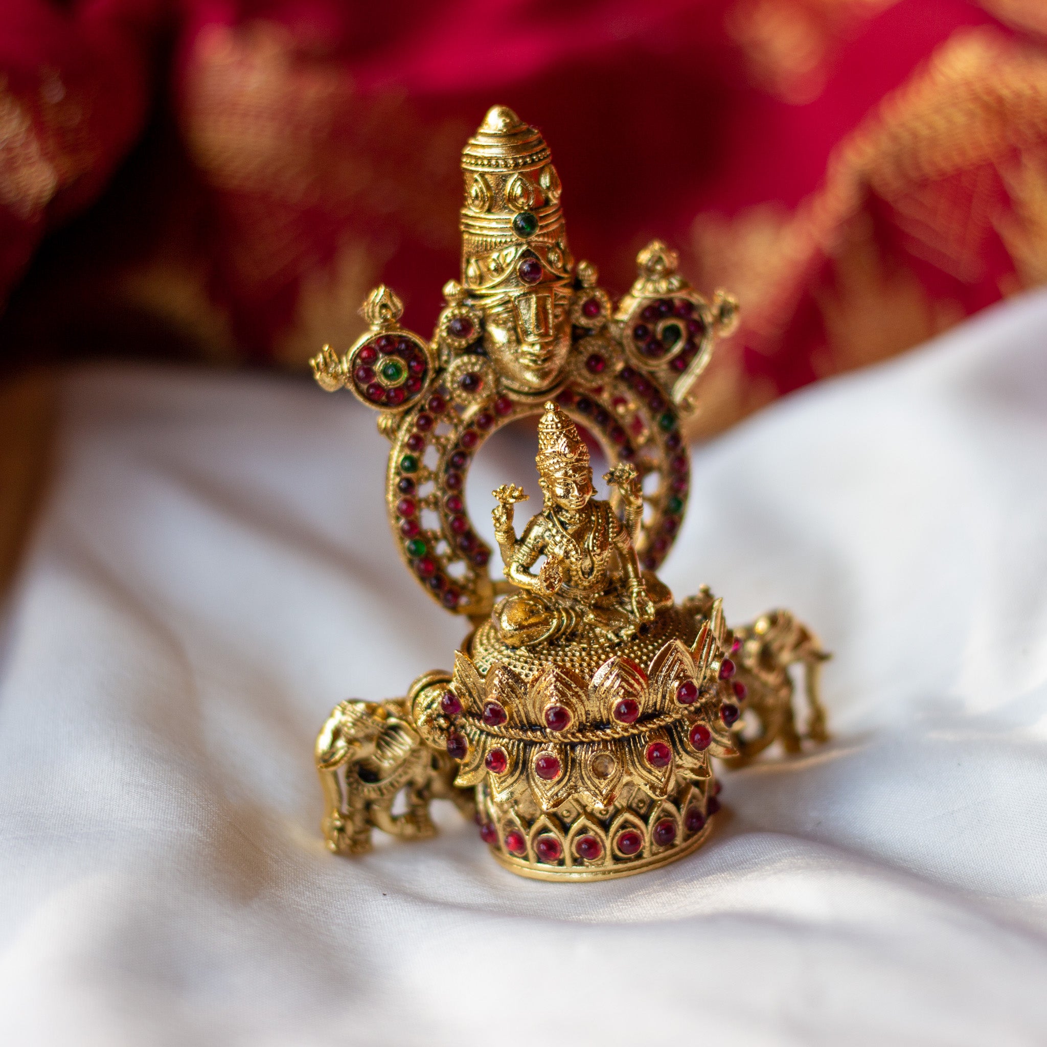 Antique Gold Lakshmi Venkateshwara Nakshi Design Kum Kum Box