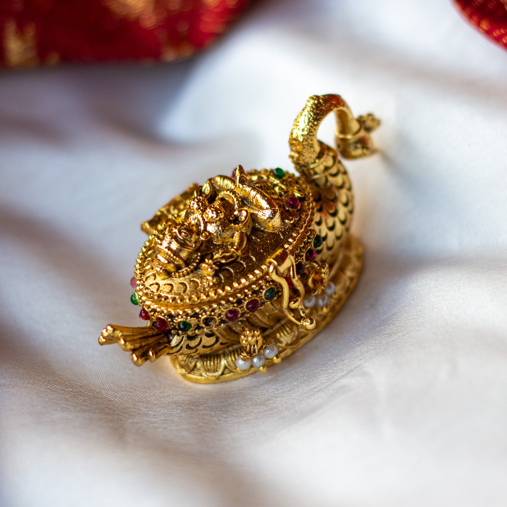 Antique Gold Annam Lakshmi Nakshi Design Kum Kum Box