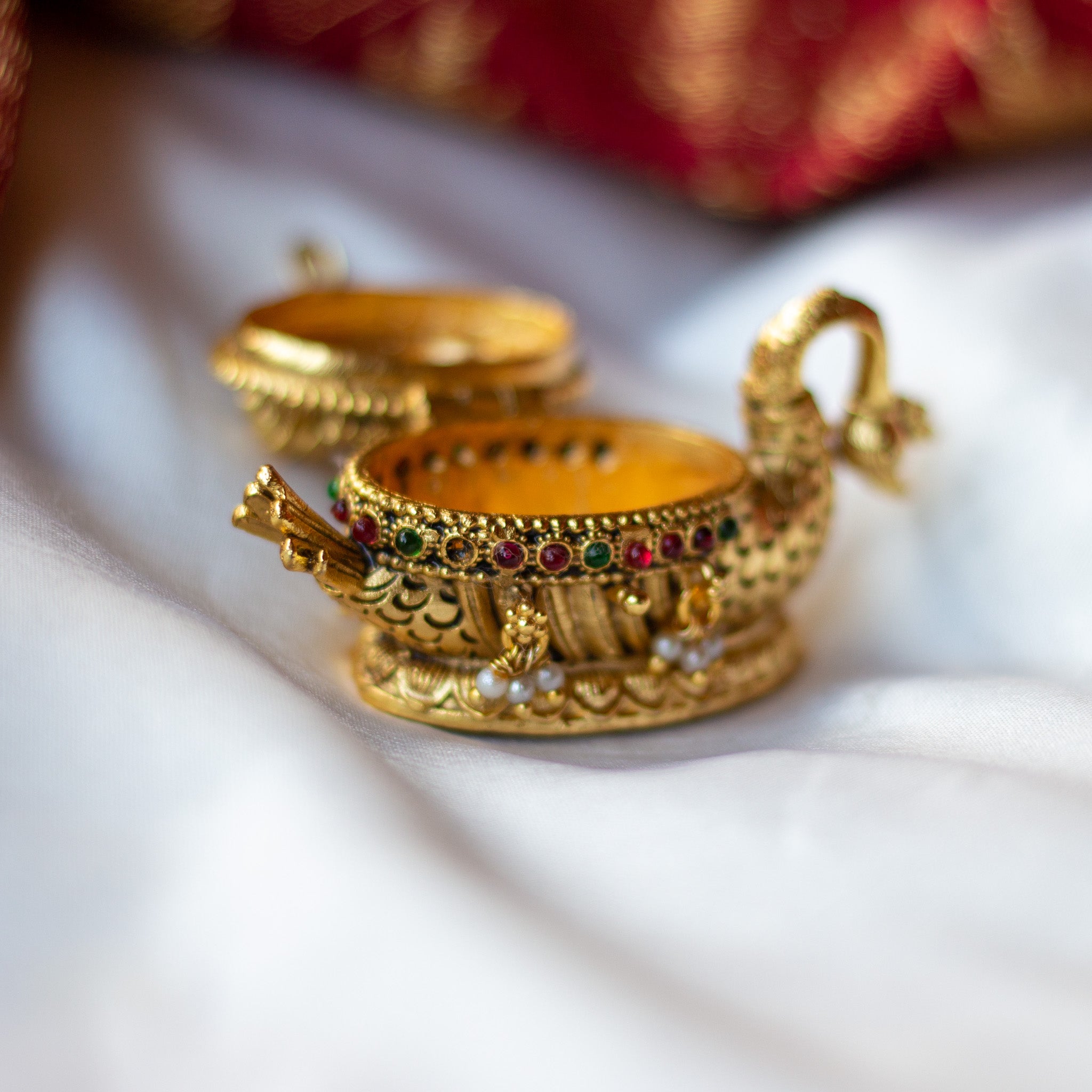 Antique Gold Annam Lakshmi Nakshi Design Kum Kum Box