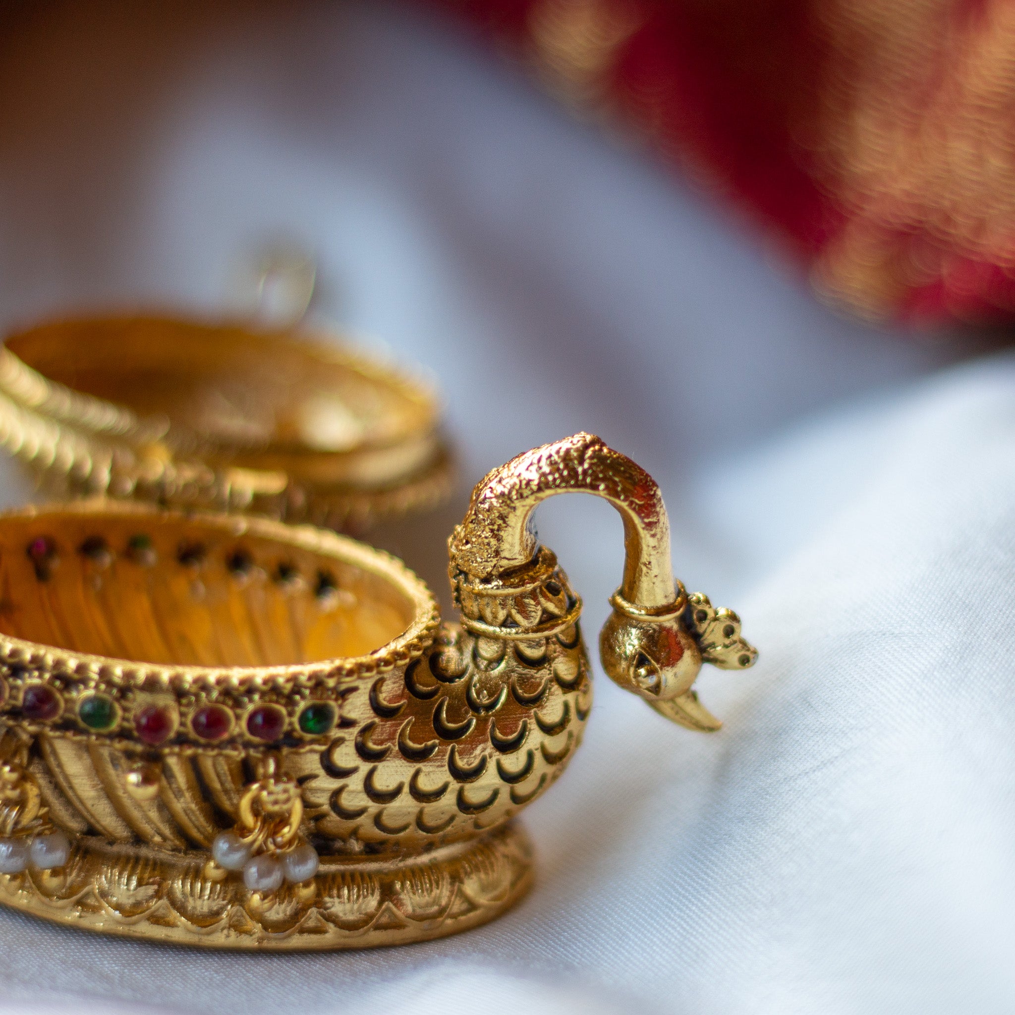 Antique Gold Annam Lakshmi Nakshi Design Kum Kum Box