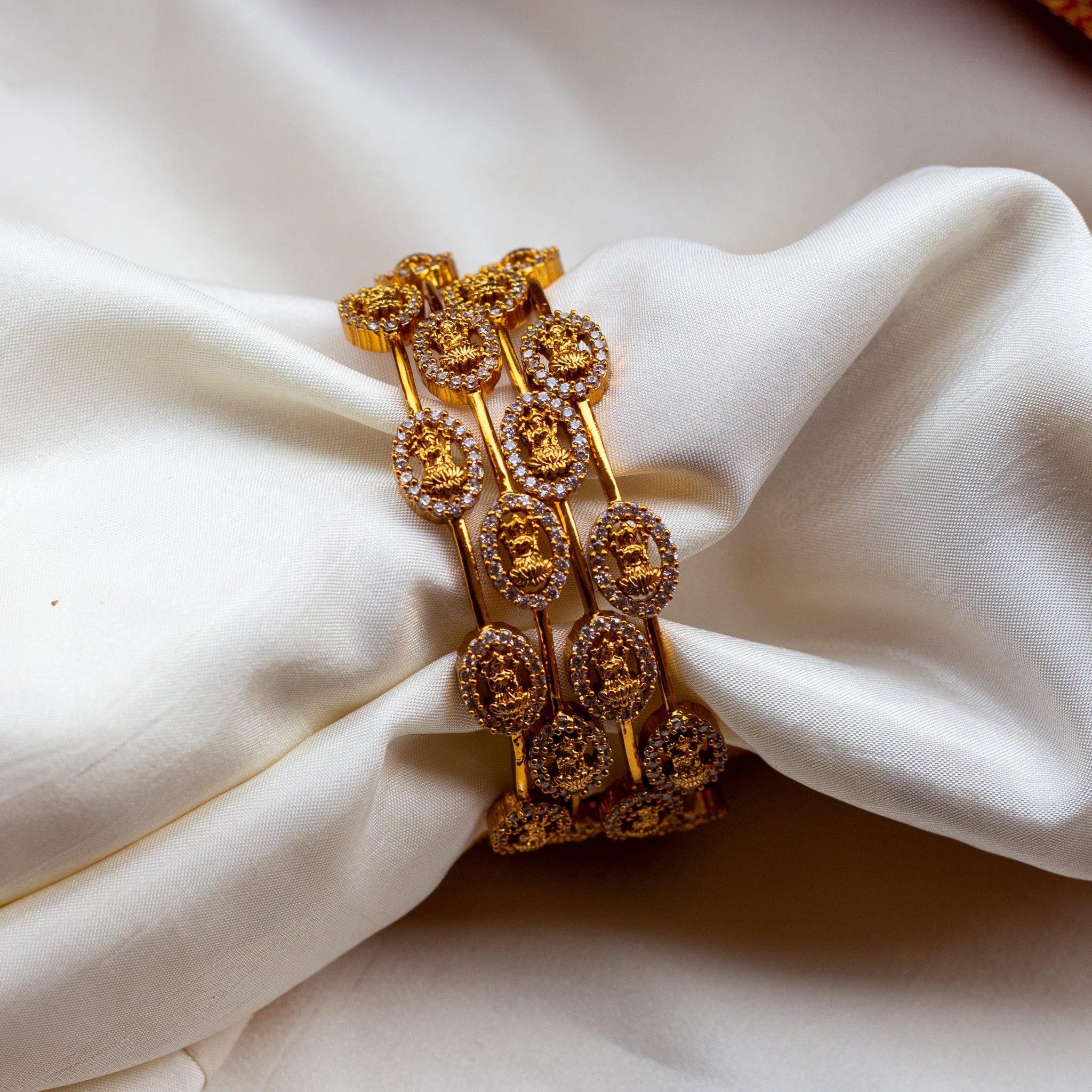 Antique Matte Set of 4 AD Lakshmi Bangles