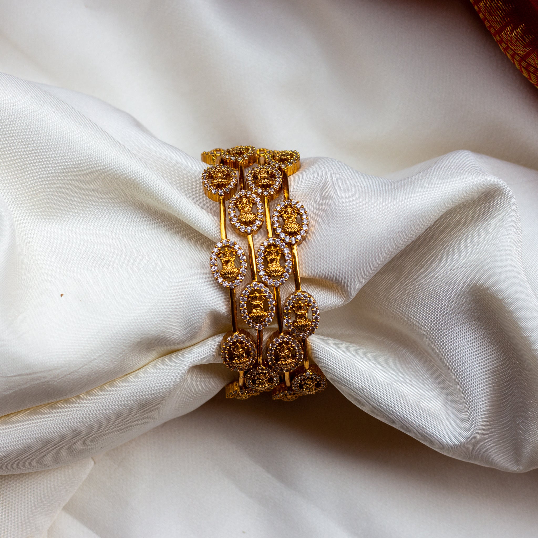 Antique Matte Set of 4 AD Lakshmi Bangles