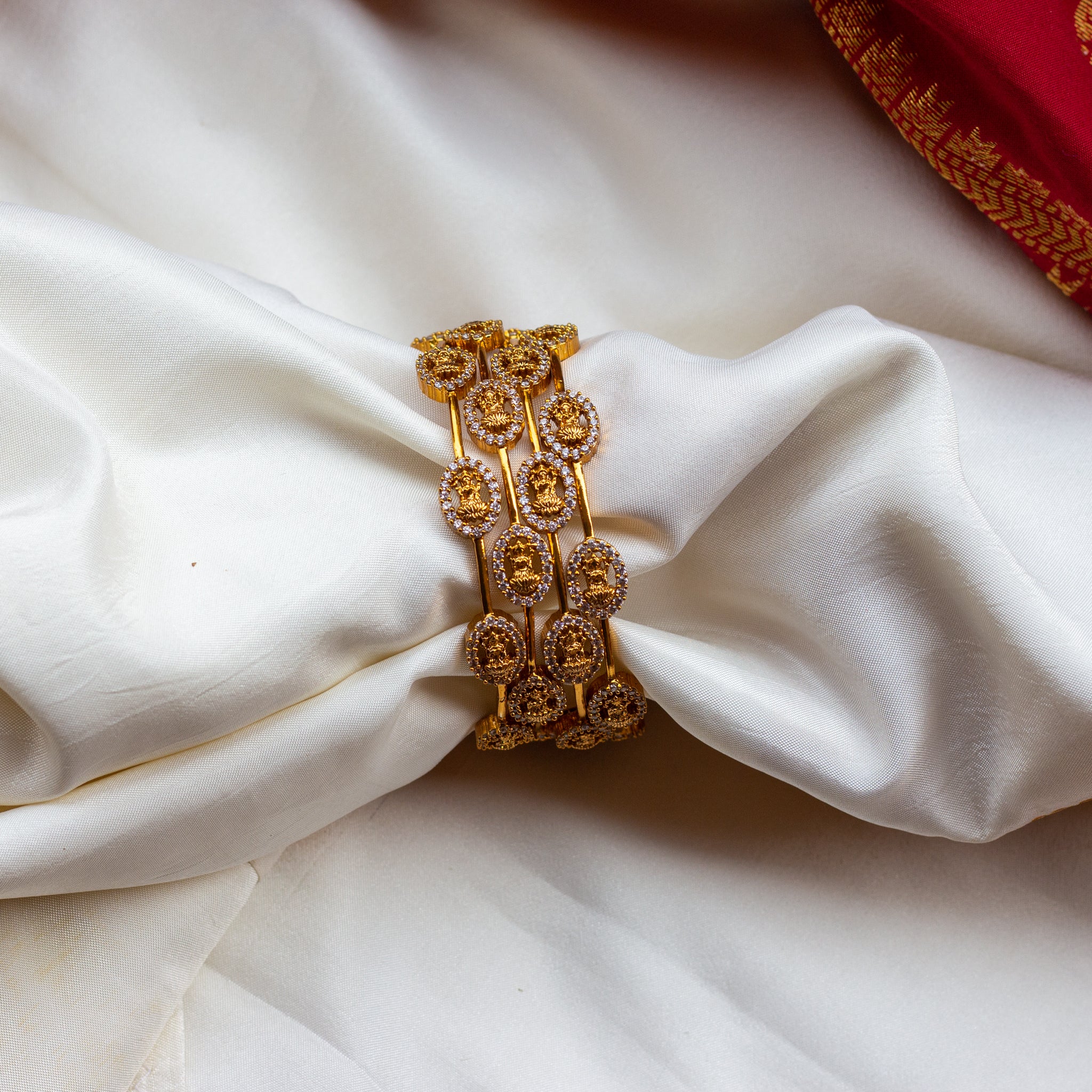 Antique Matte Set of 4 AD Lakshmi Bangles