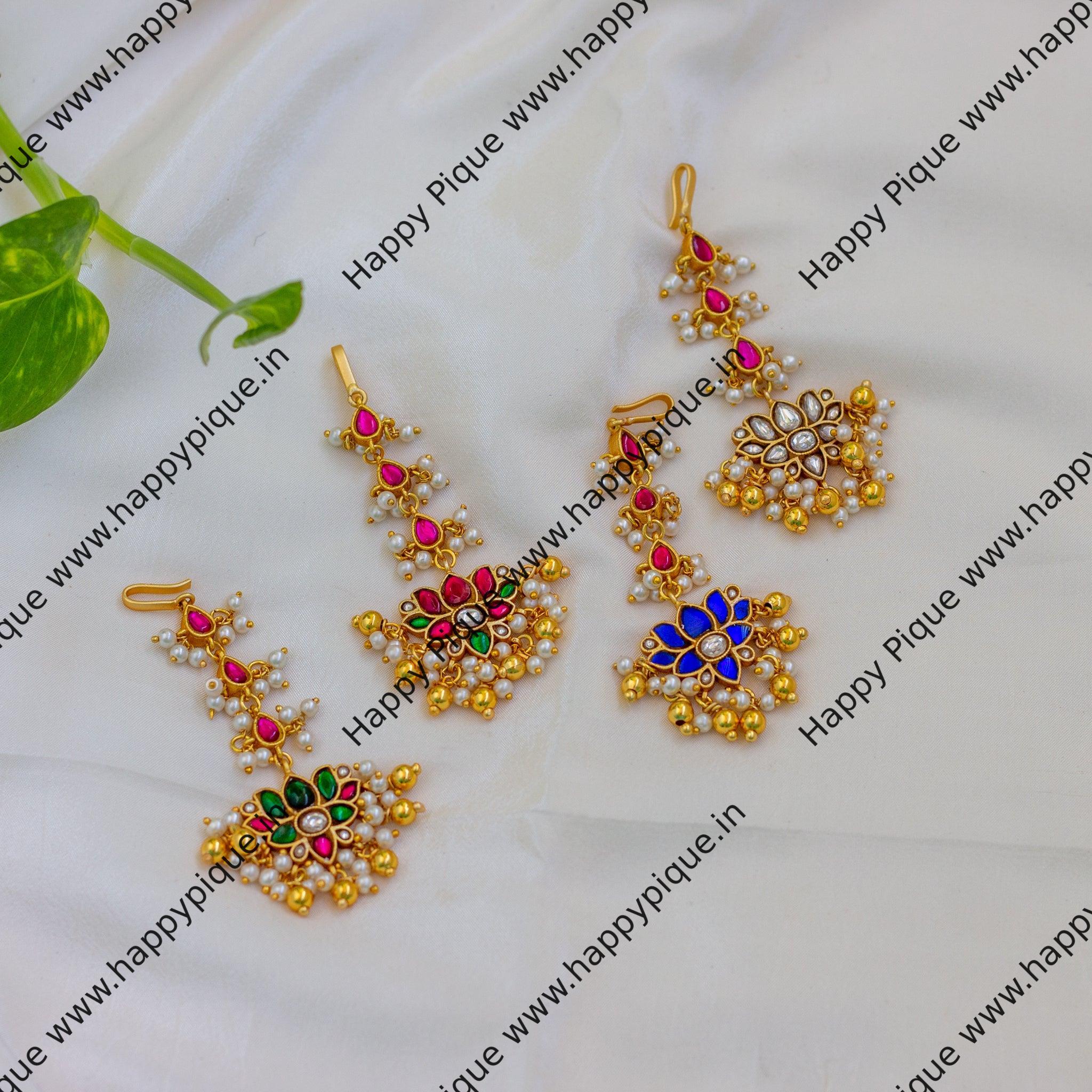 Lotus Jadau Kundan Bridal Maang Teeka