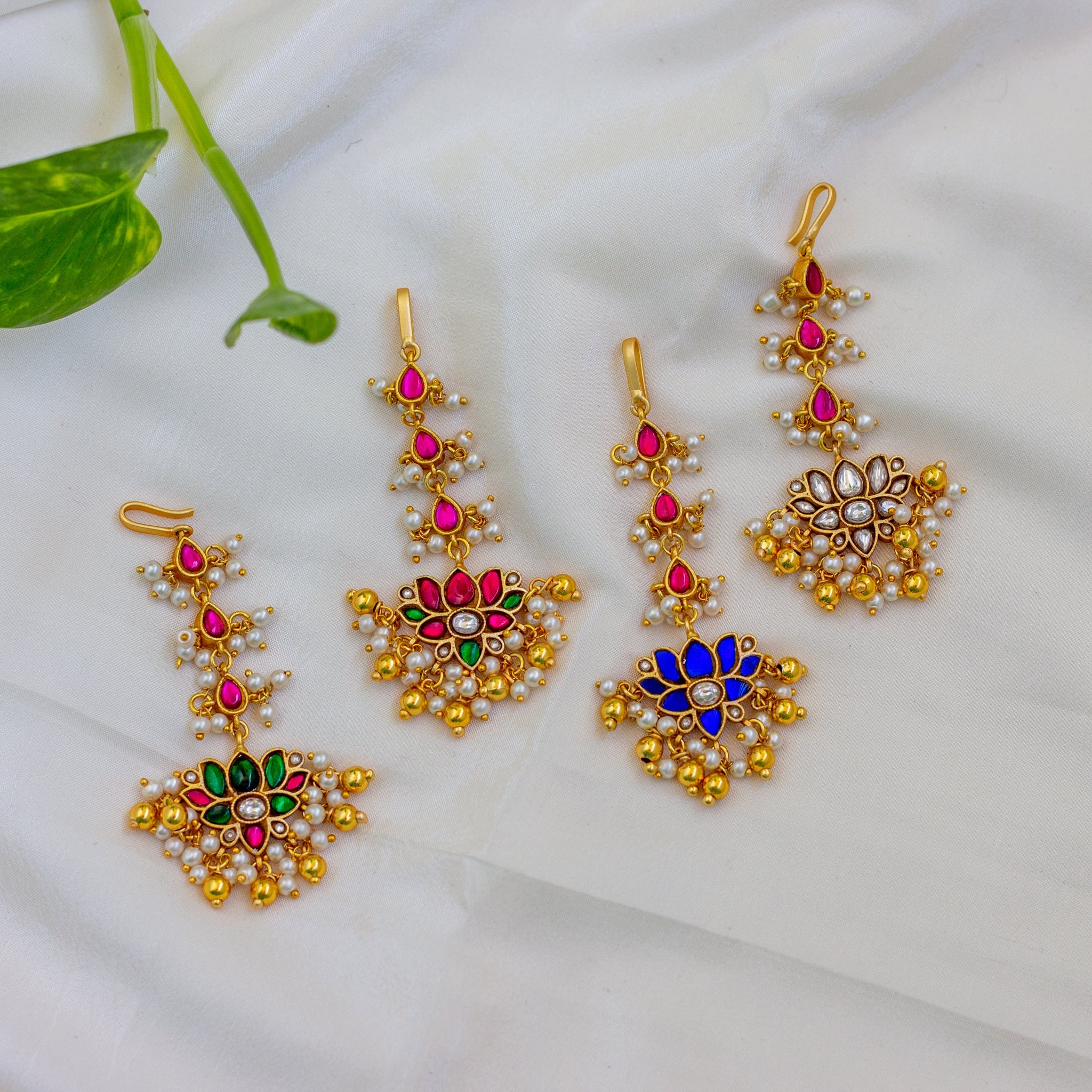 Lotus Jadau Kundan Bridal Maang Teeka