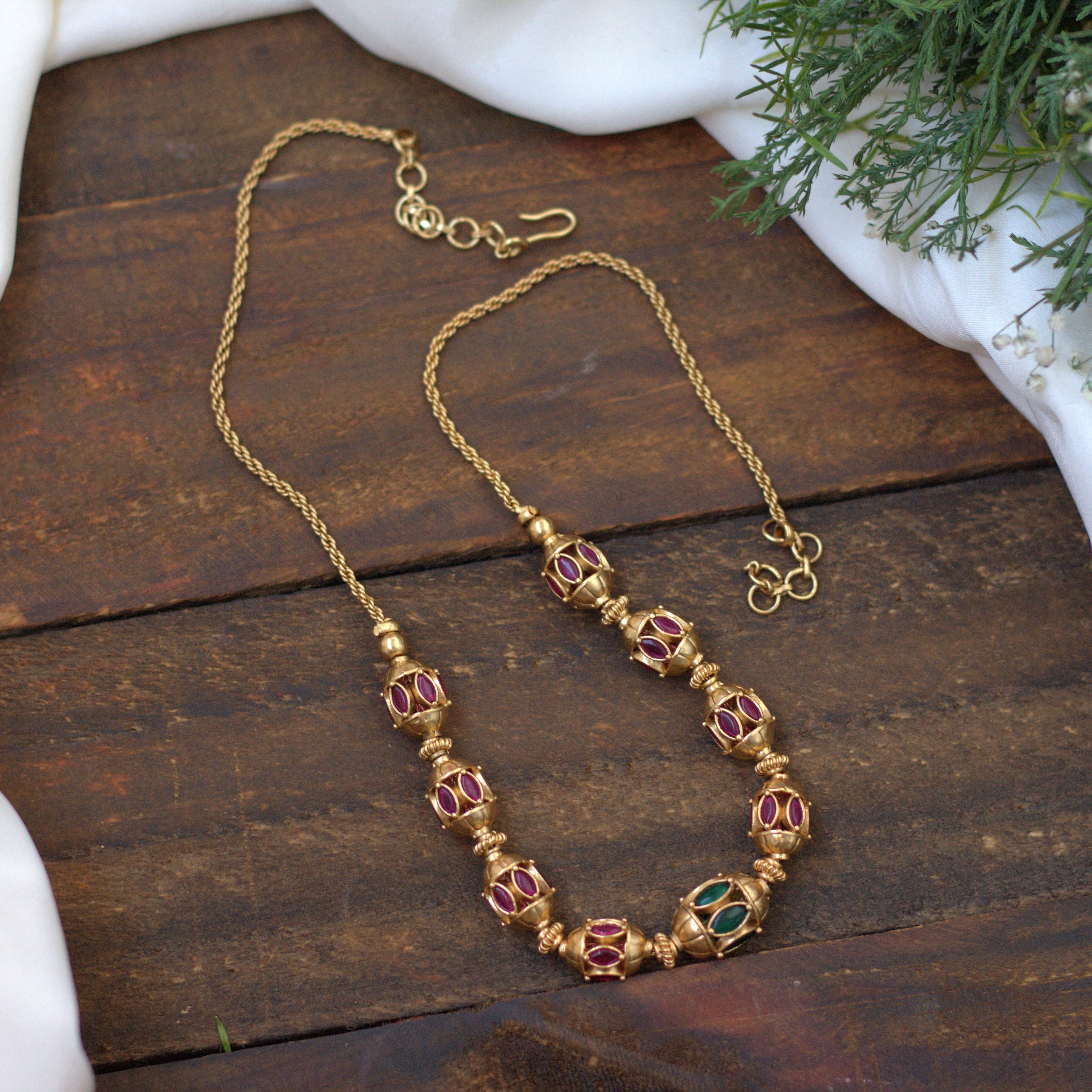 Antique Matte Traditional Kemp Golden Balls Mala - 008