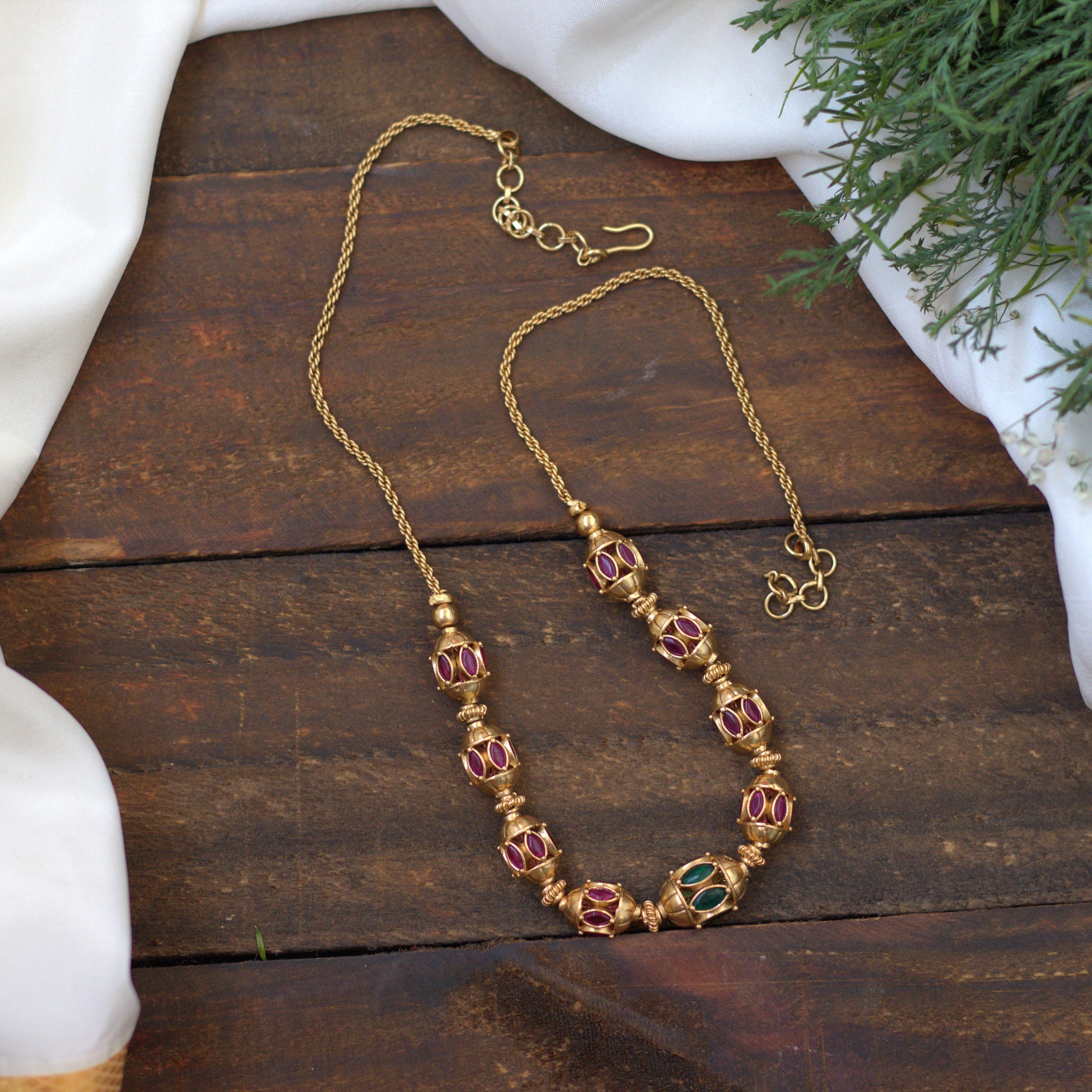 Antique Matte Traditional Kemp Golden Balls Mala - 008