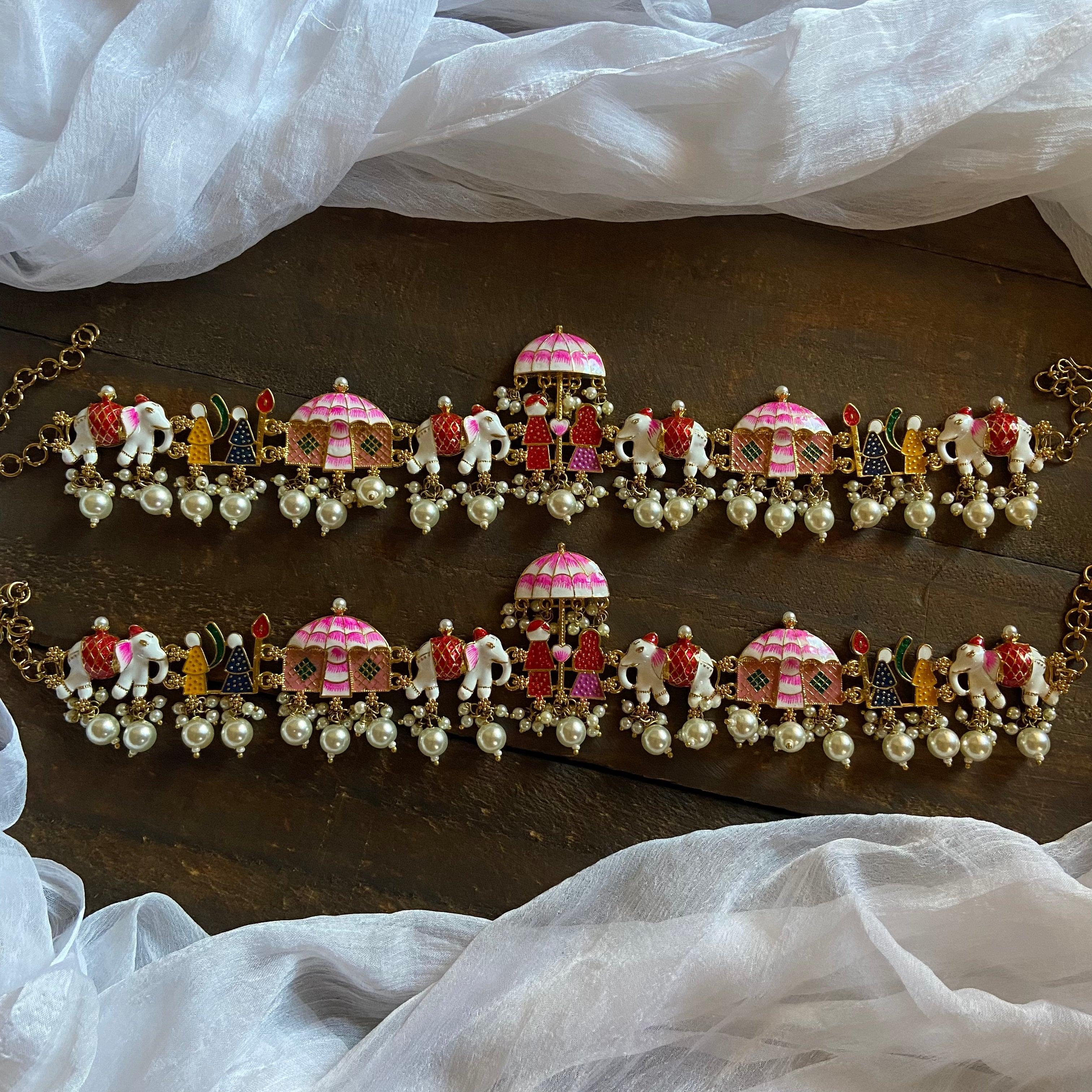 Hand Painted Meenakari Barat Anklets