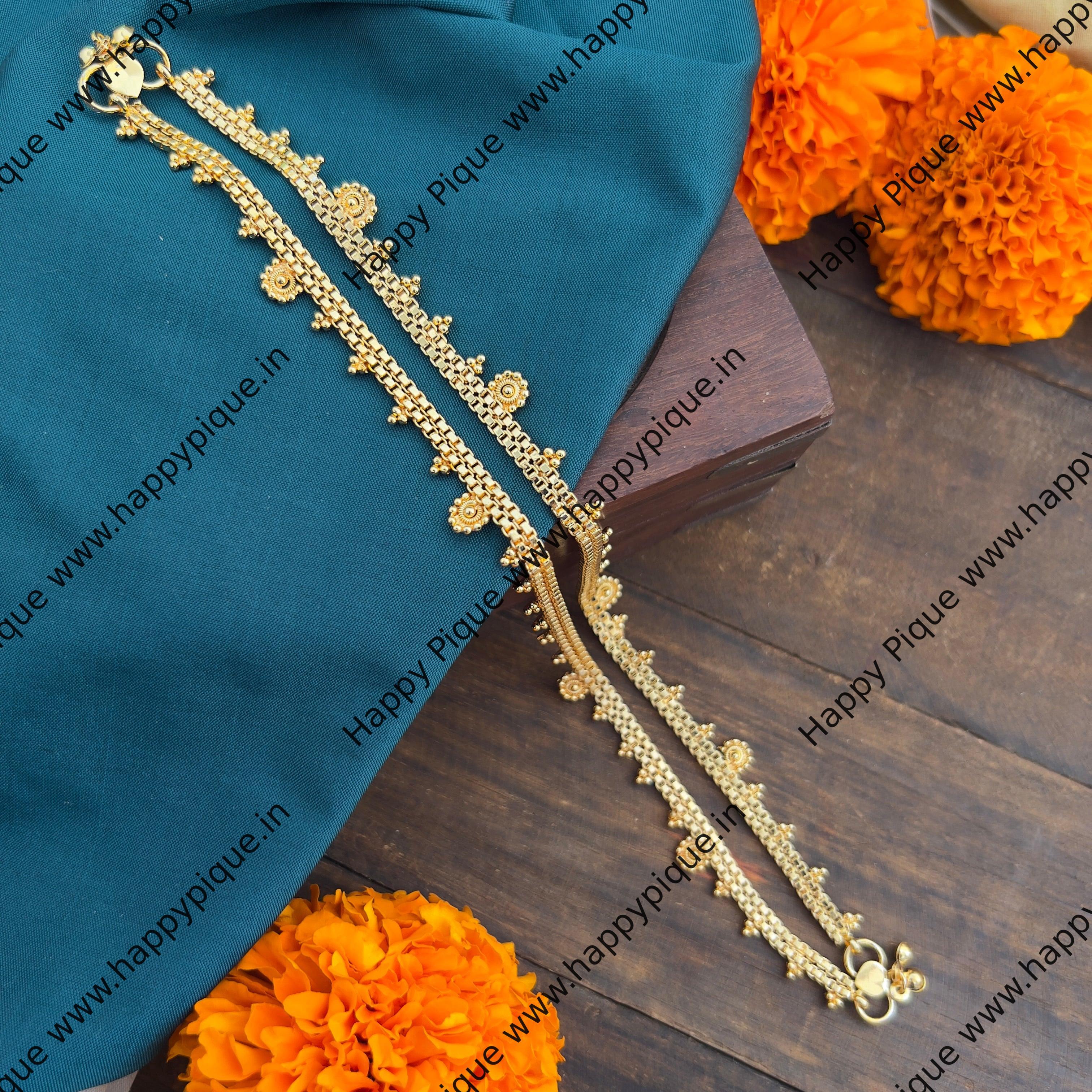 Real Gold Look Daily Wear/Function Wear Anklets - ANK002