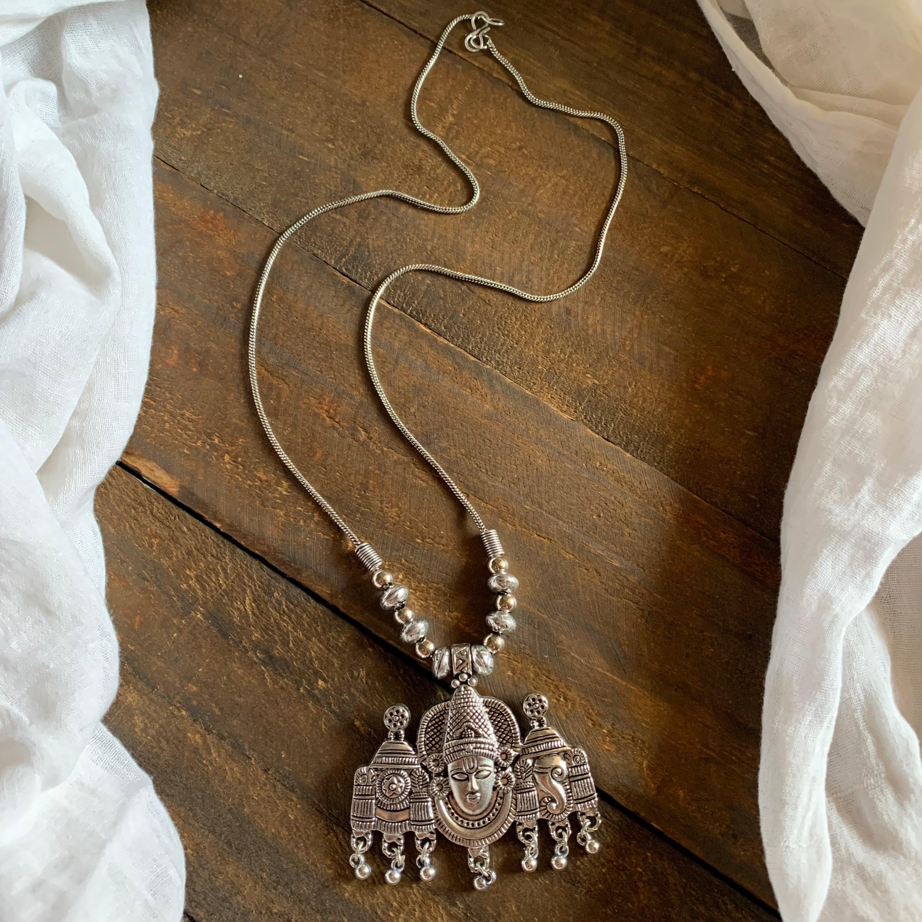 German Silver Perumal Pendant Chain - MOQ 6 pieces - Happy Pique