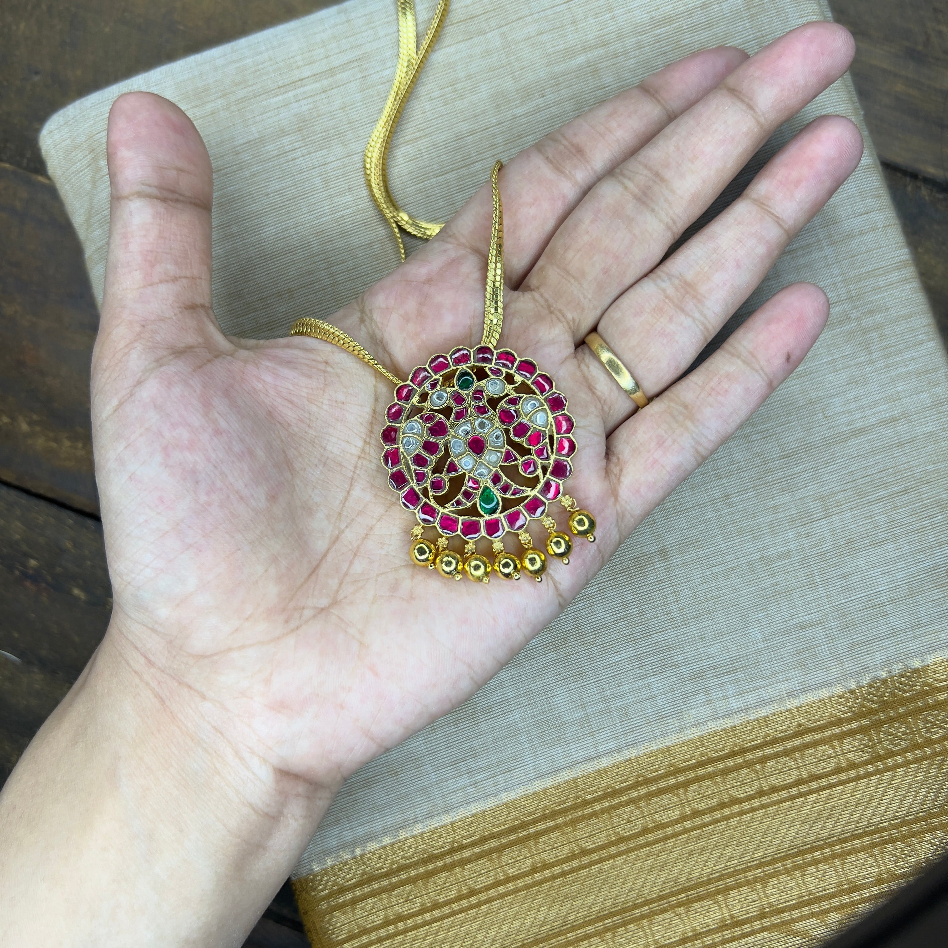 Gandaberunda Jadau Kundan Pendant Chain
