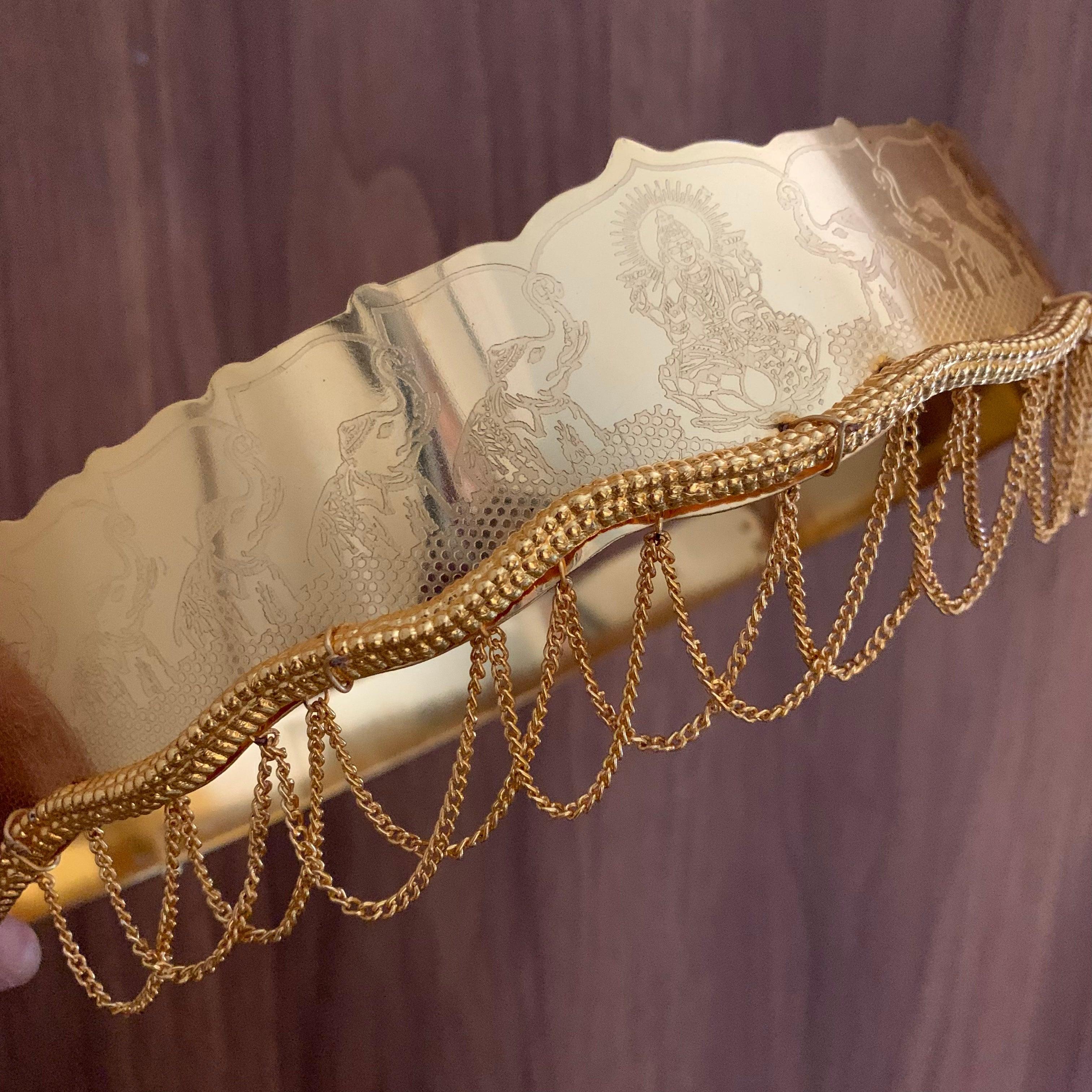 Mahalakshmi Devi & Elephants Carved Gold Look Alike Hip Belt - Kids - Happy Pique