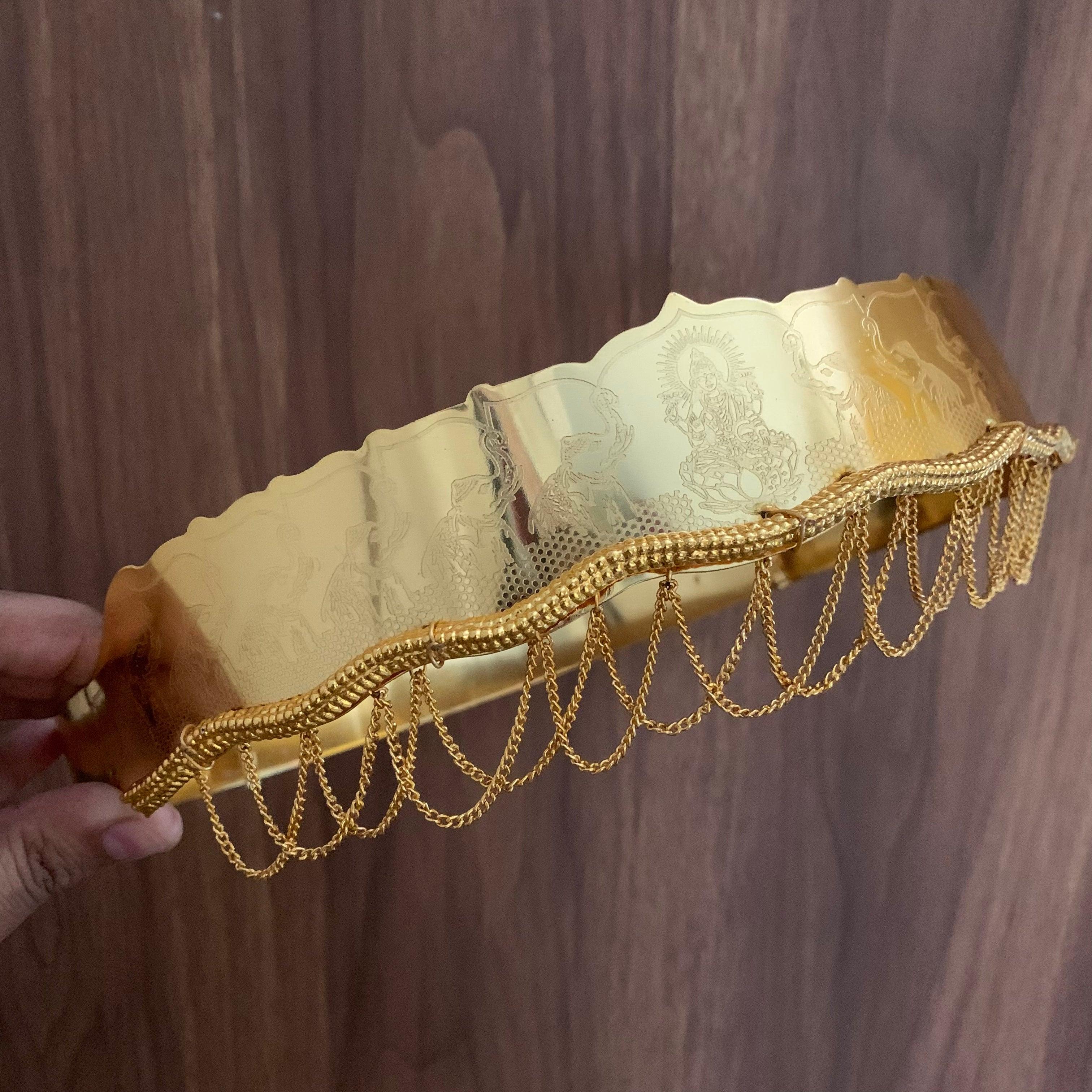 Mahalakshmi Devi & Elephants Carved Gold Look Alike Hip Belt - Kids - Happy Pique