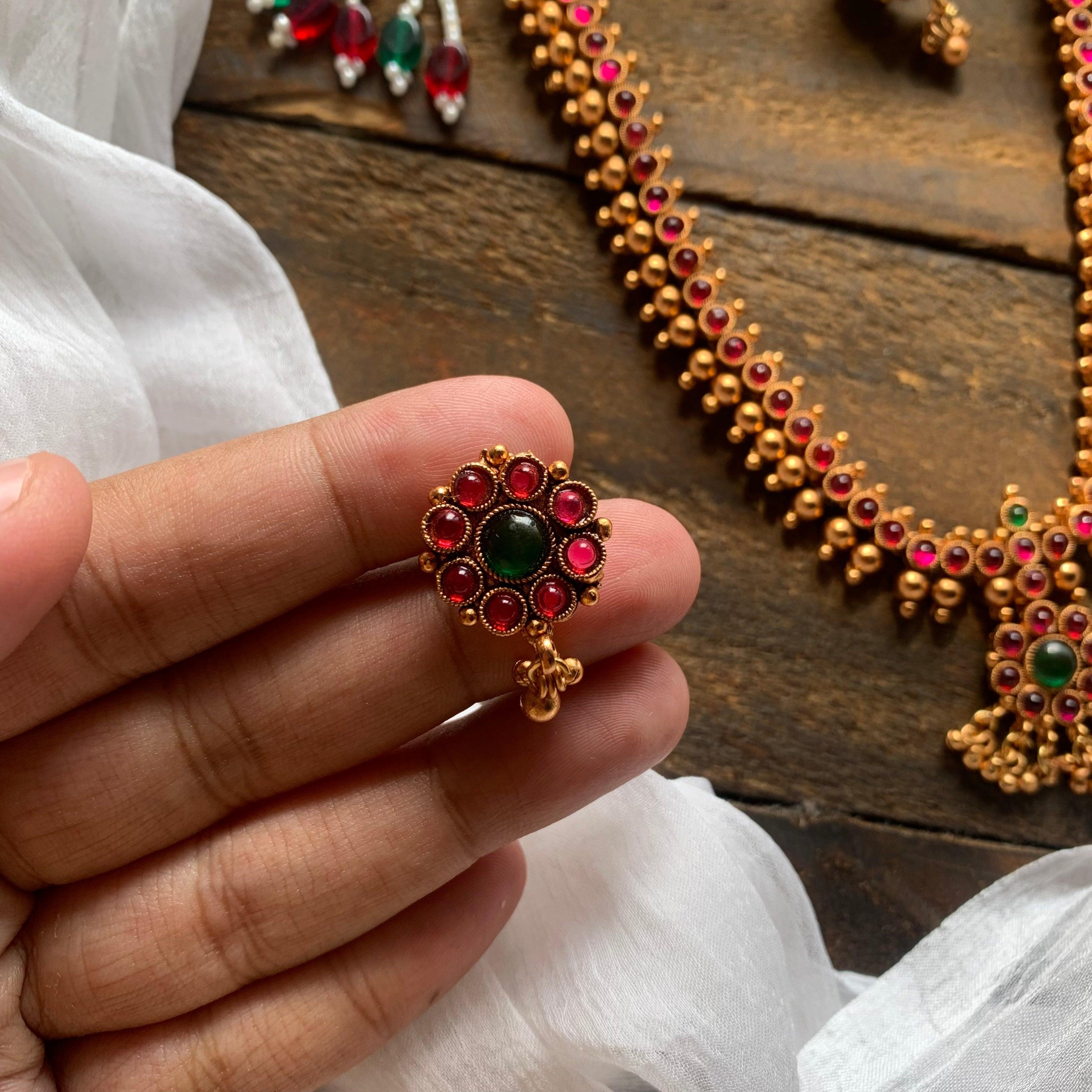 Matte Finish Classic Kemp Necklace - Red & Green - Happy Pique