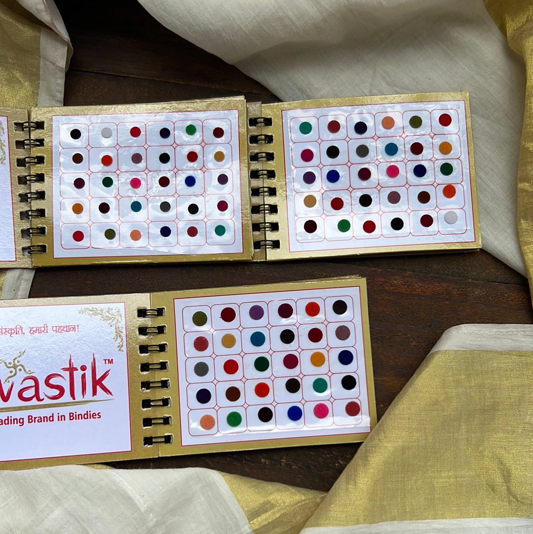 Colour Plain Round Bindi Book - Swastik Mini Range - Medium Sizes - 5, 6, 7
