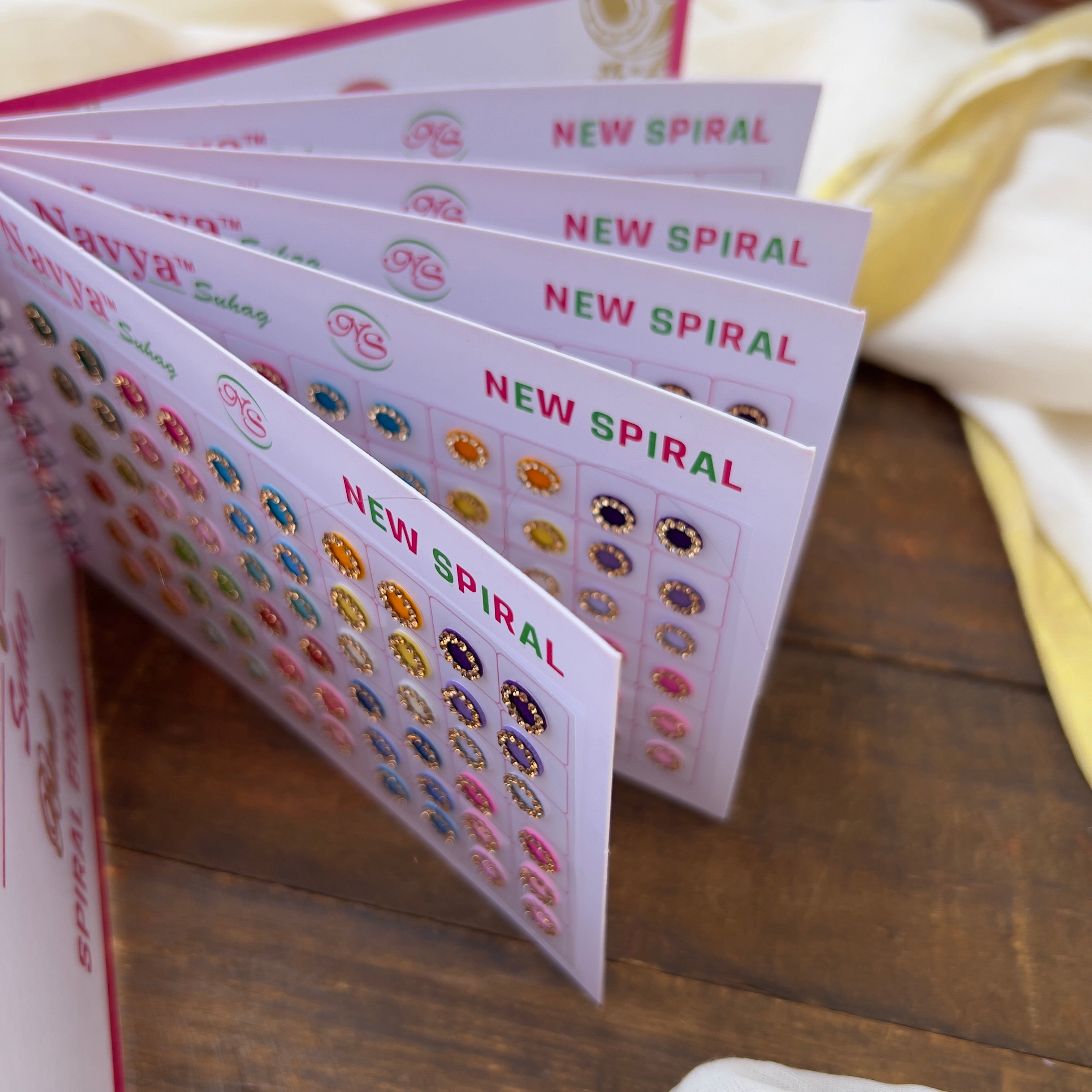 Gold Stone Border Pastel Colours Round Bindi Book - Navya Suhag - BB019