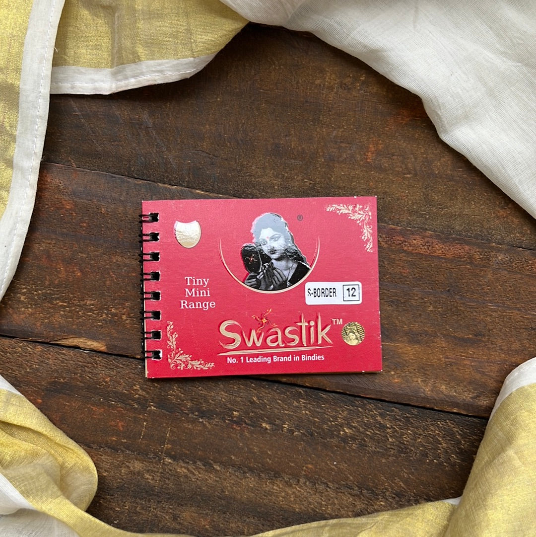 Full Stone Border Multicolour Fancy Velvet Bridal Bindis Sticker Kumkum Spiral Book - Size 12 - Swastik