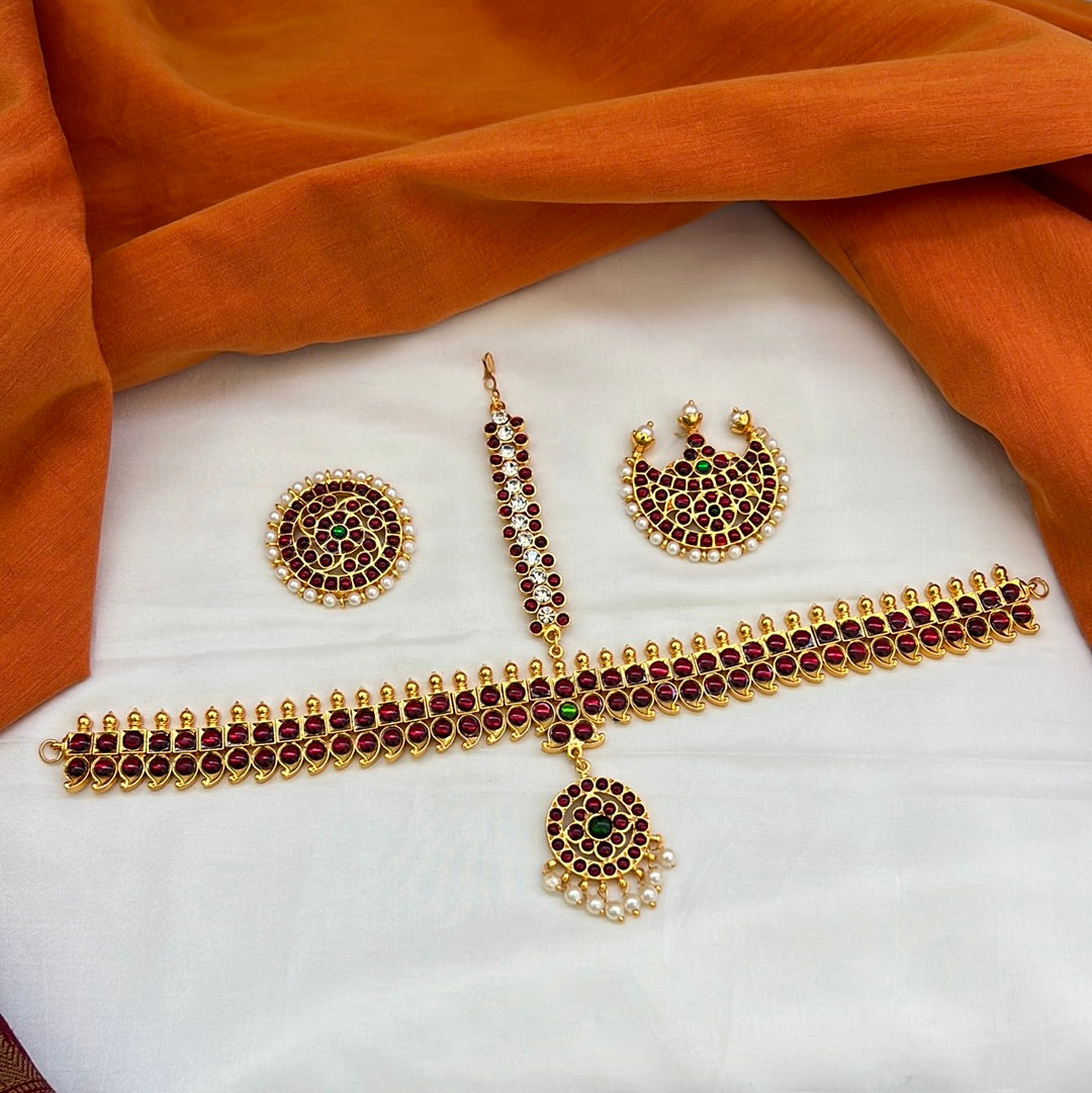 Classic Kemp Flower Chakra Head Set With Chandran Suryan For Brides and Classical Dancers
