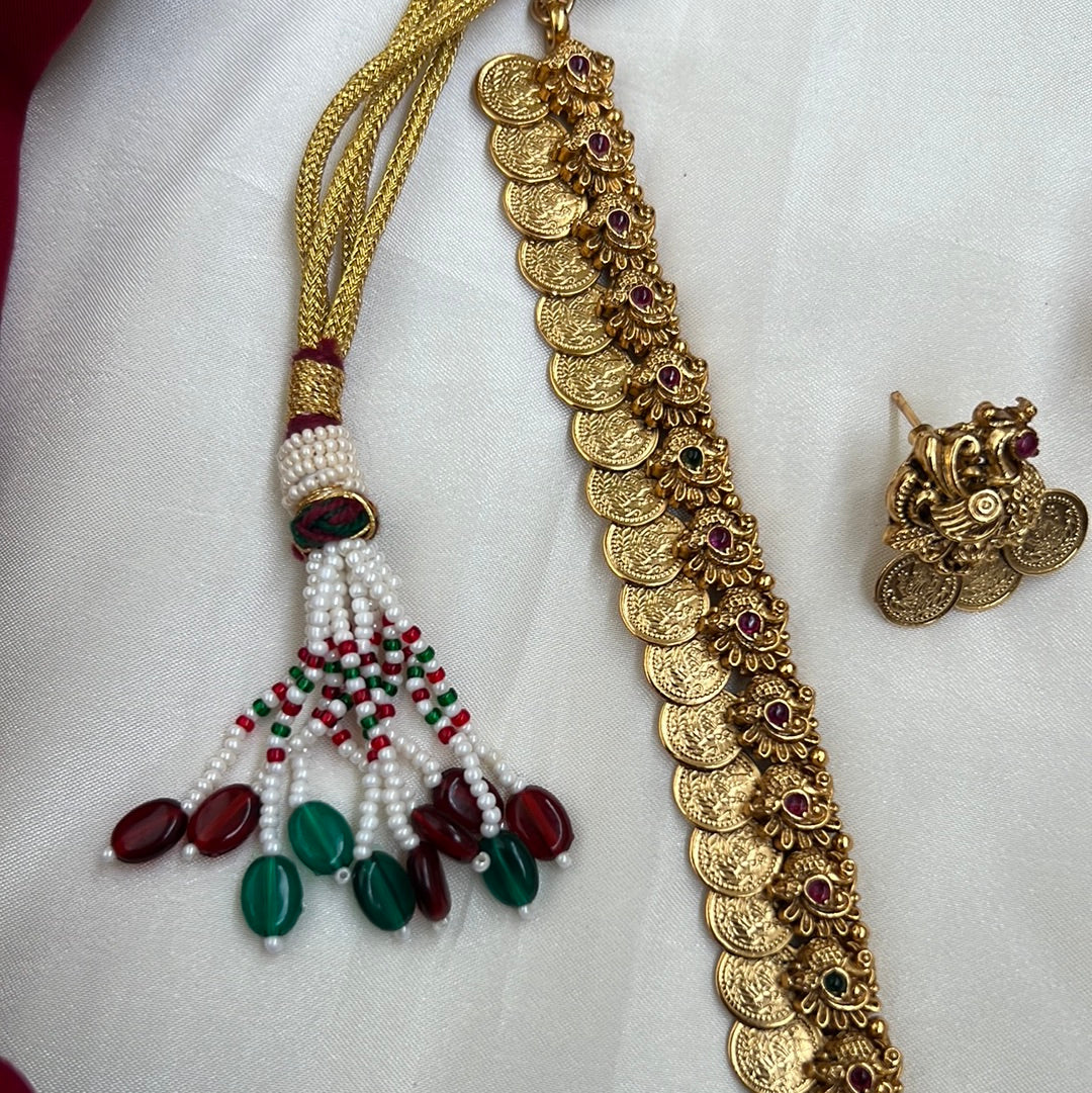Real Gold Look Premium Lakshmi Coin Annam Bridal Haaram Set