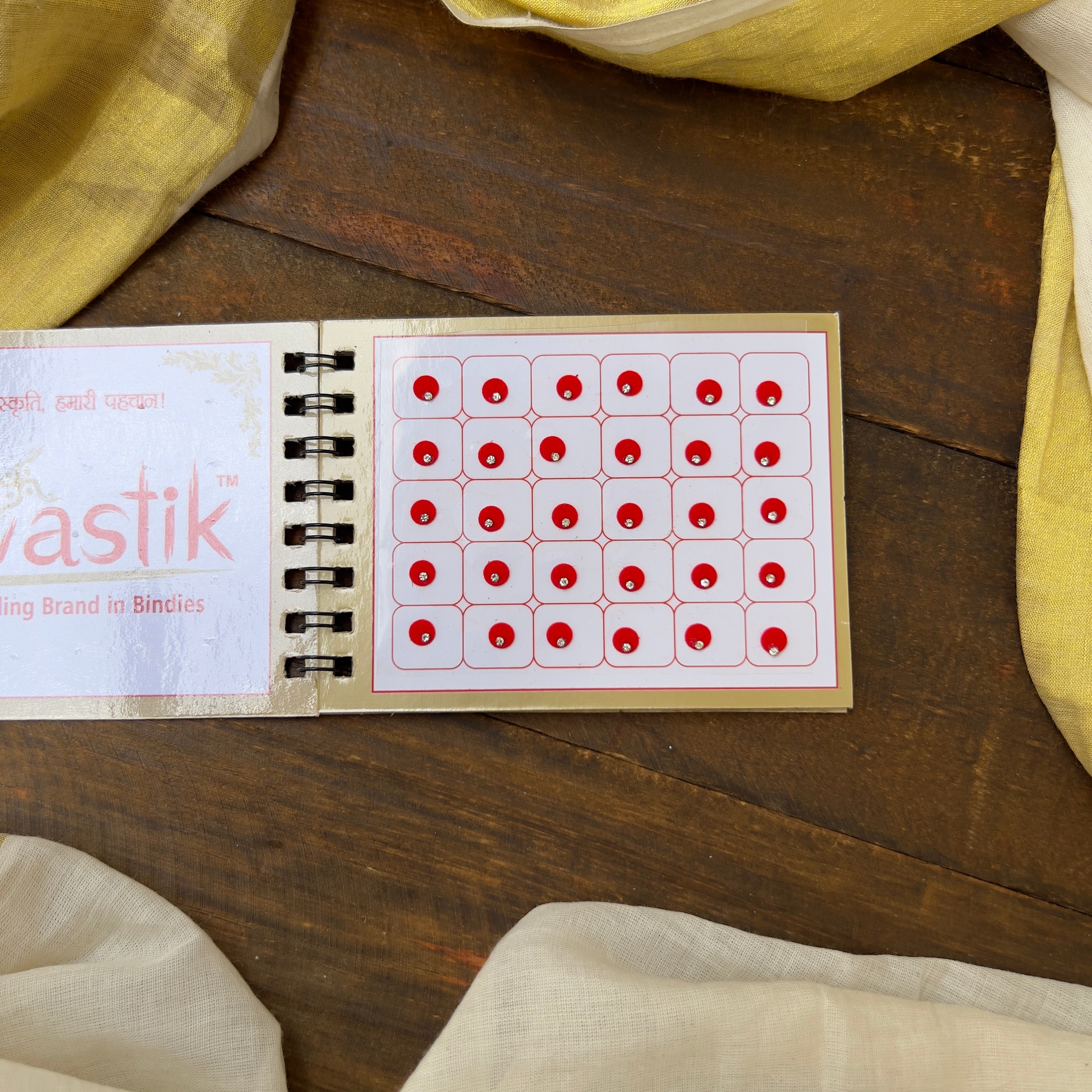 Colour Single Stone Round Bindi Book - Swastik Mini Range - BB003