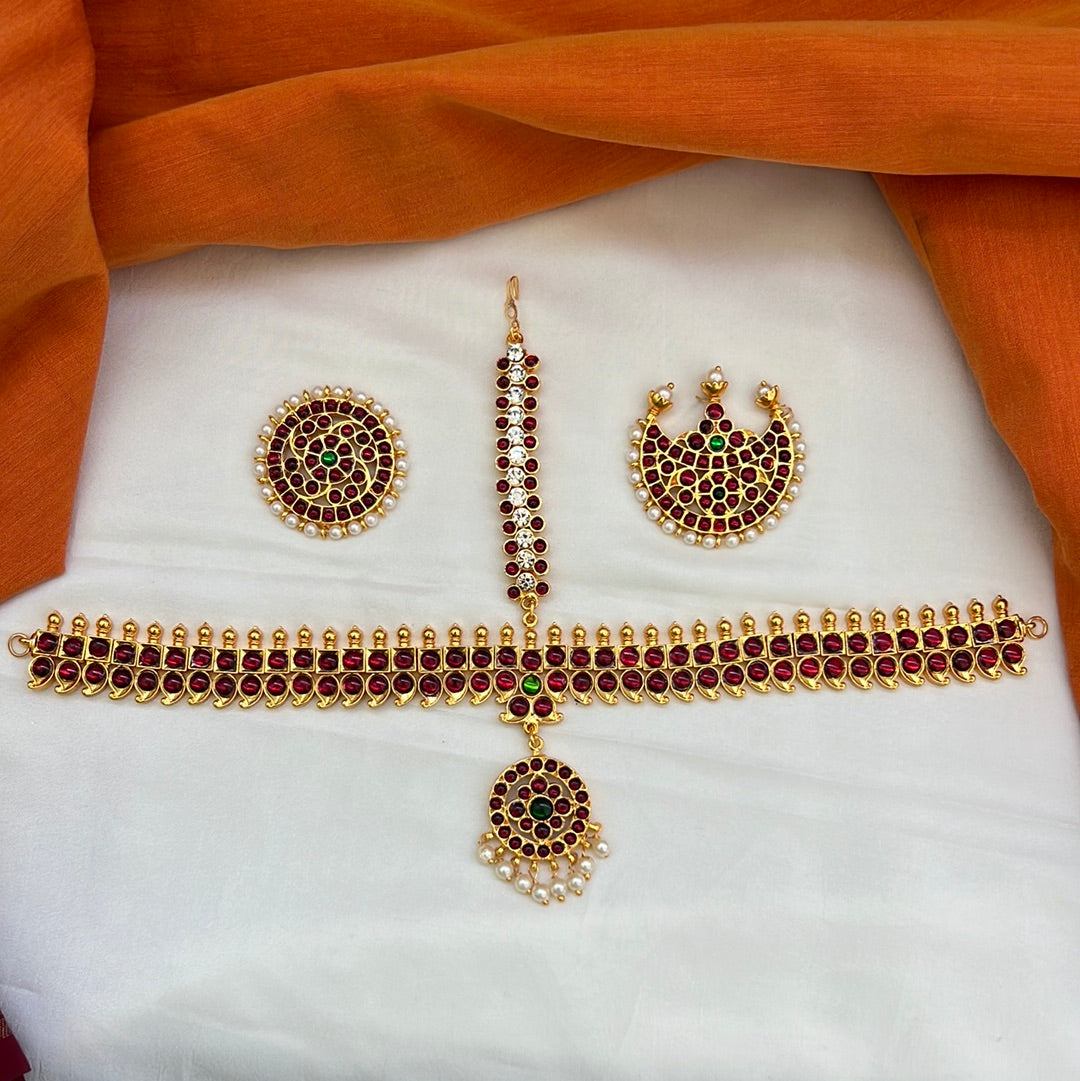 Classic Kemp Flower Chakra Head Set With Chandran Suryan For Brides and Classical Dancers