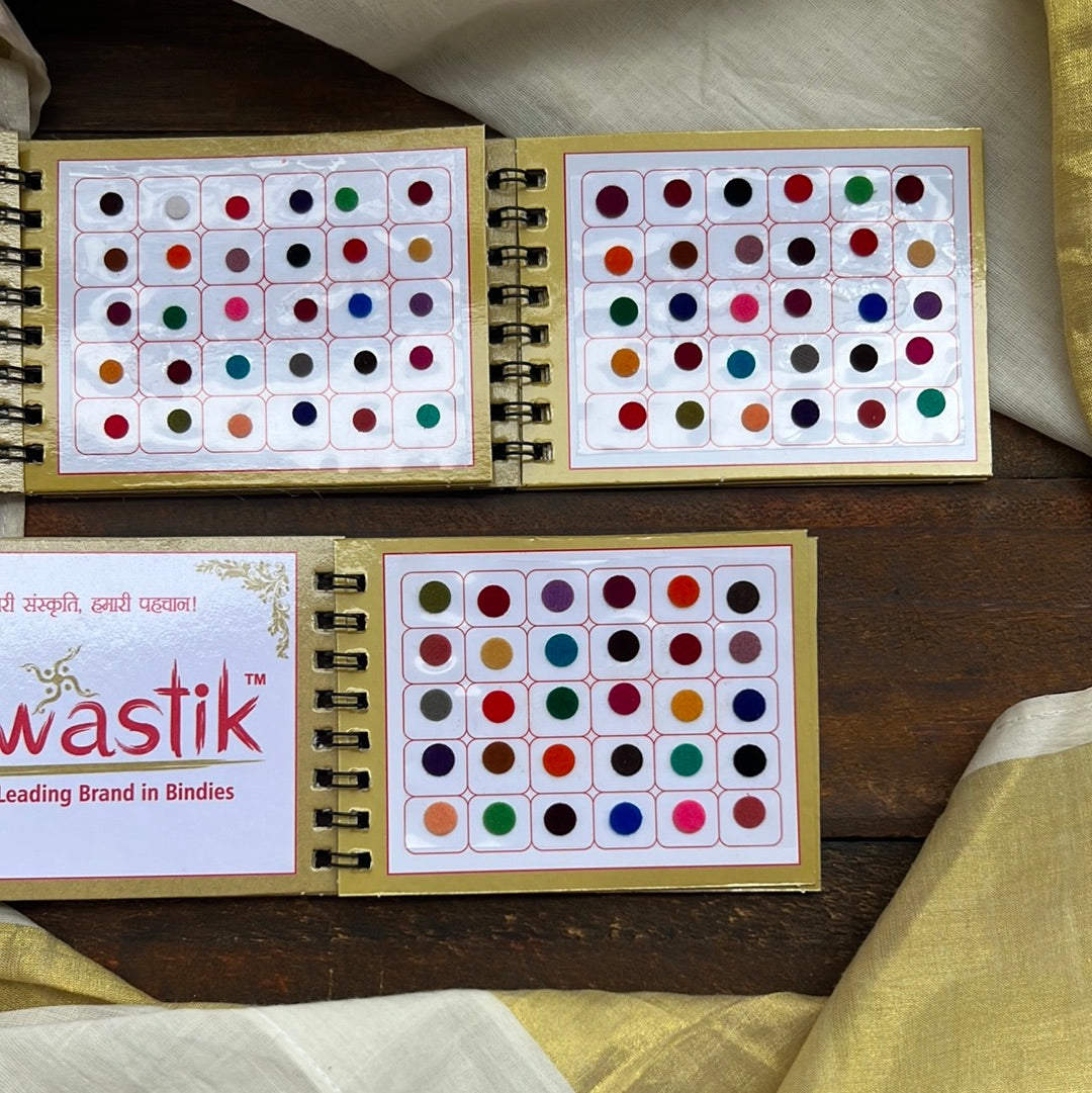 Colour Plain Round Bindi Book - Swastik Mini Range - Medium Sizes - 5, 6, 7