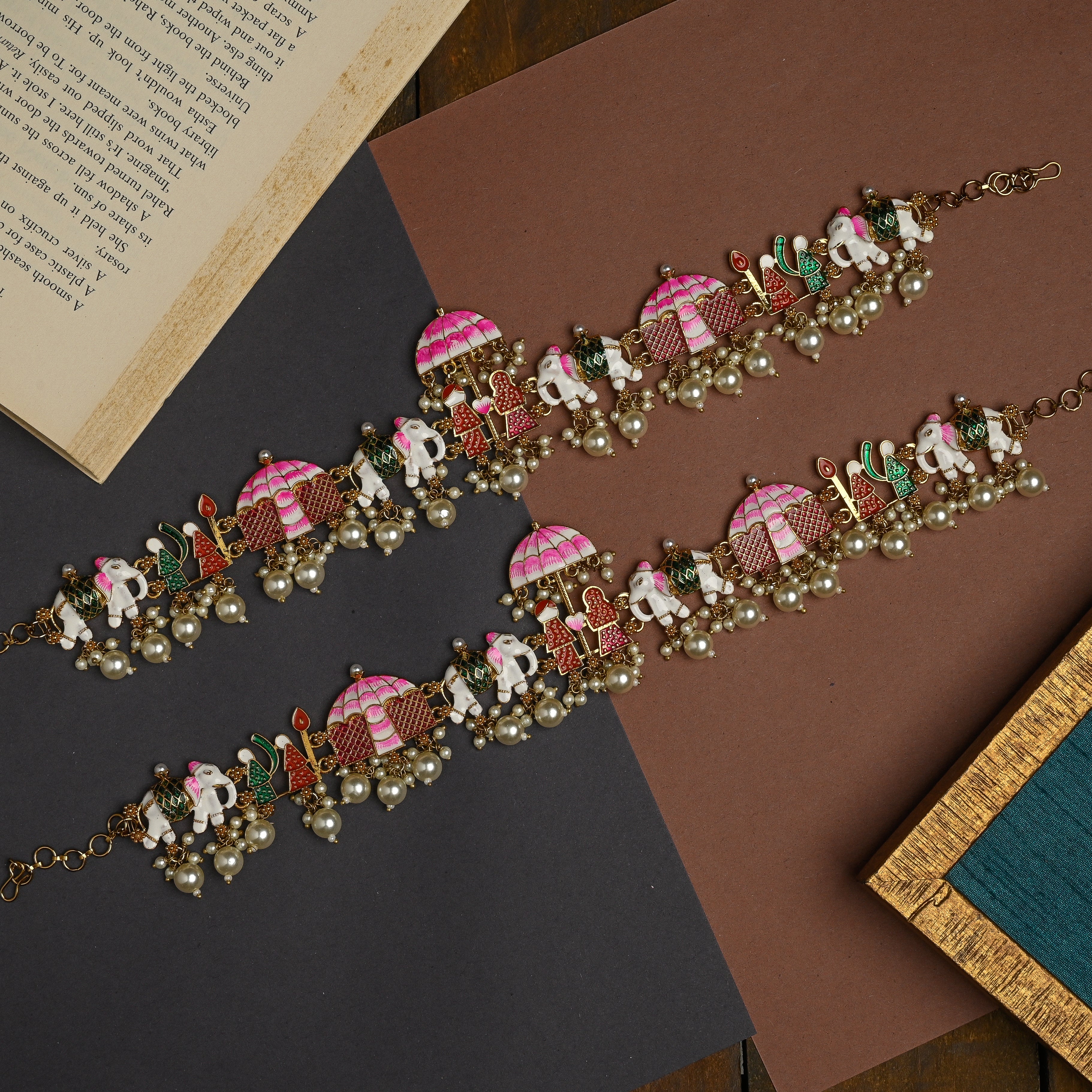 Premium Quality Hand Painted Meenakari Barat Anklets/Payal for Adults