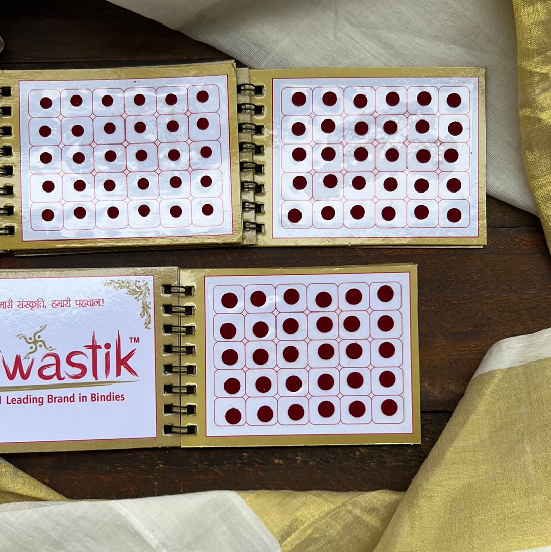 Colour Plain Round Bindi Book - Swastik Mini Range - Medium Sizes - 5, 6, 7