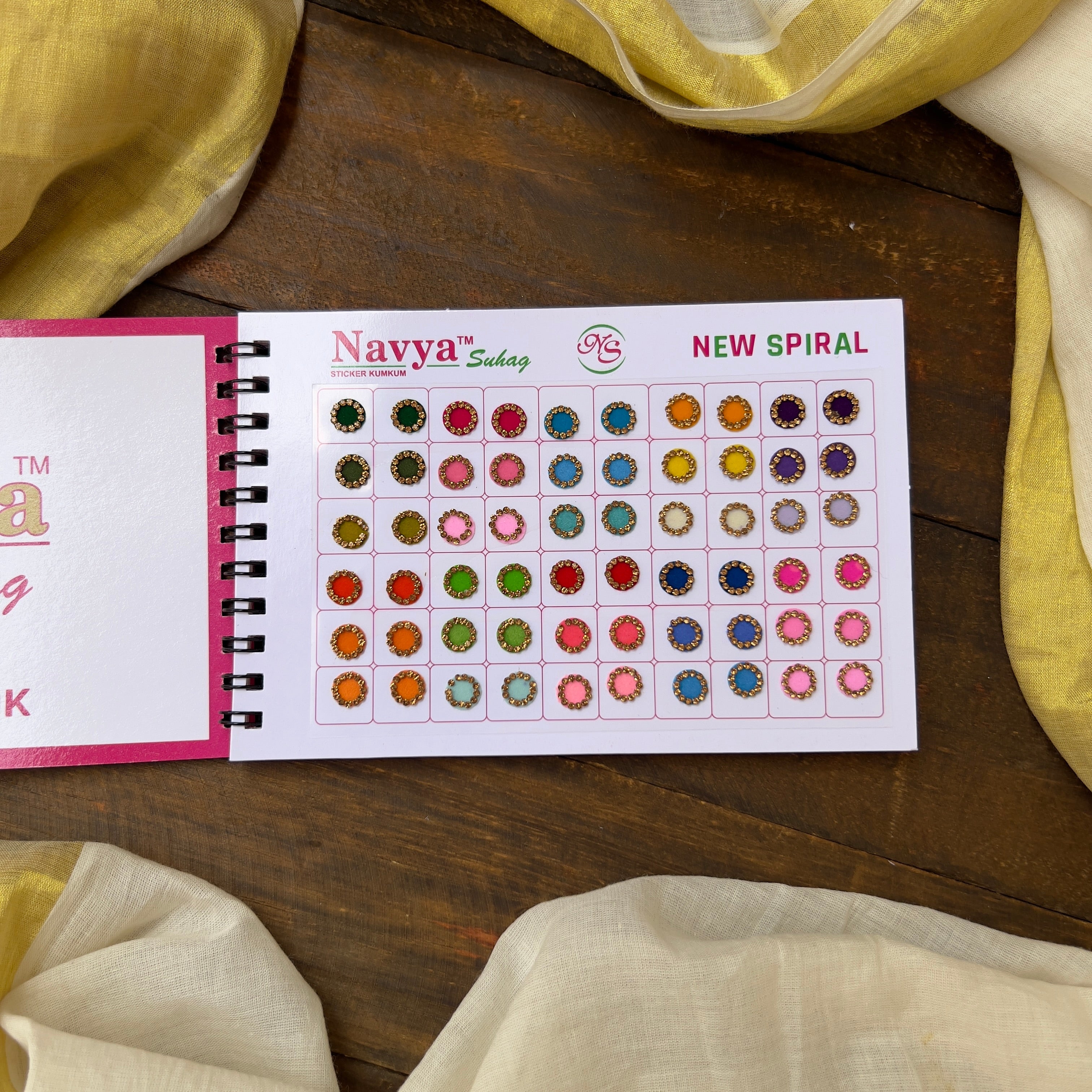 Gold Stone Border Pastel Colours Round Bindi Book - Navya Suhag - BB019