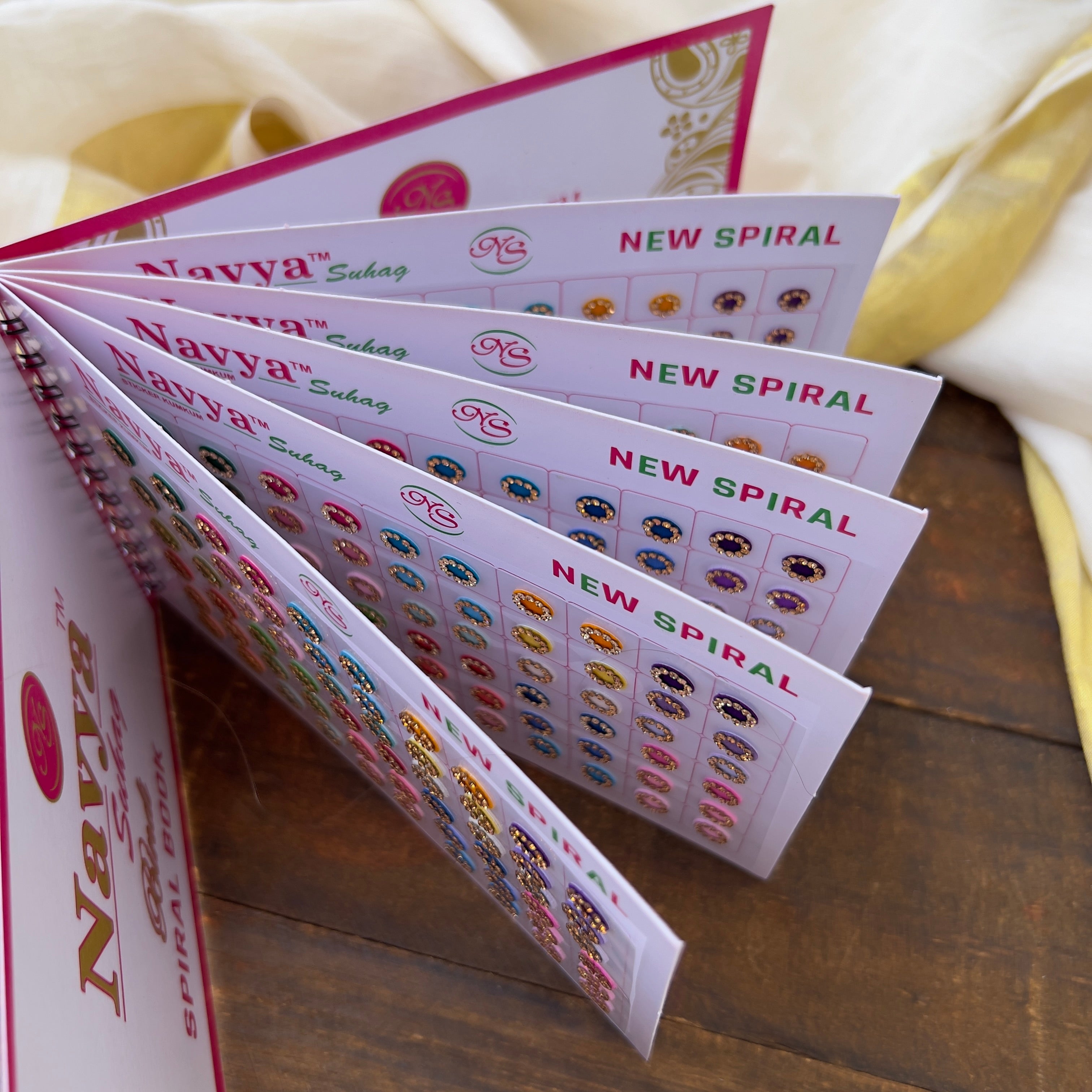 Gold Stone Border Pastel Colours Round Bindi Book - Navya Suhag - BB019