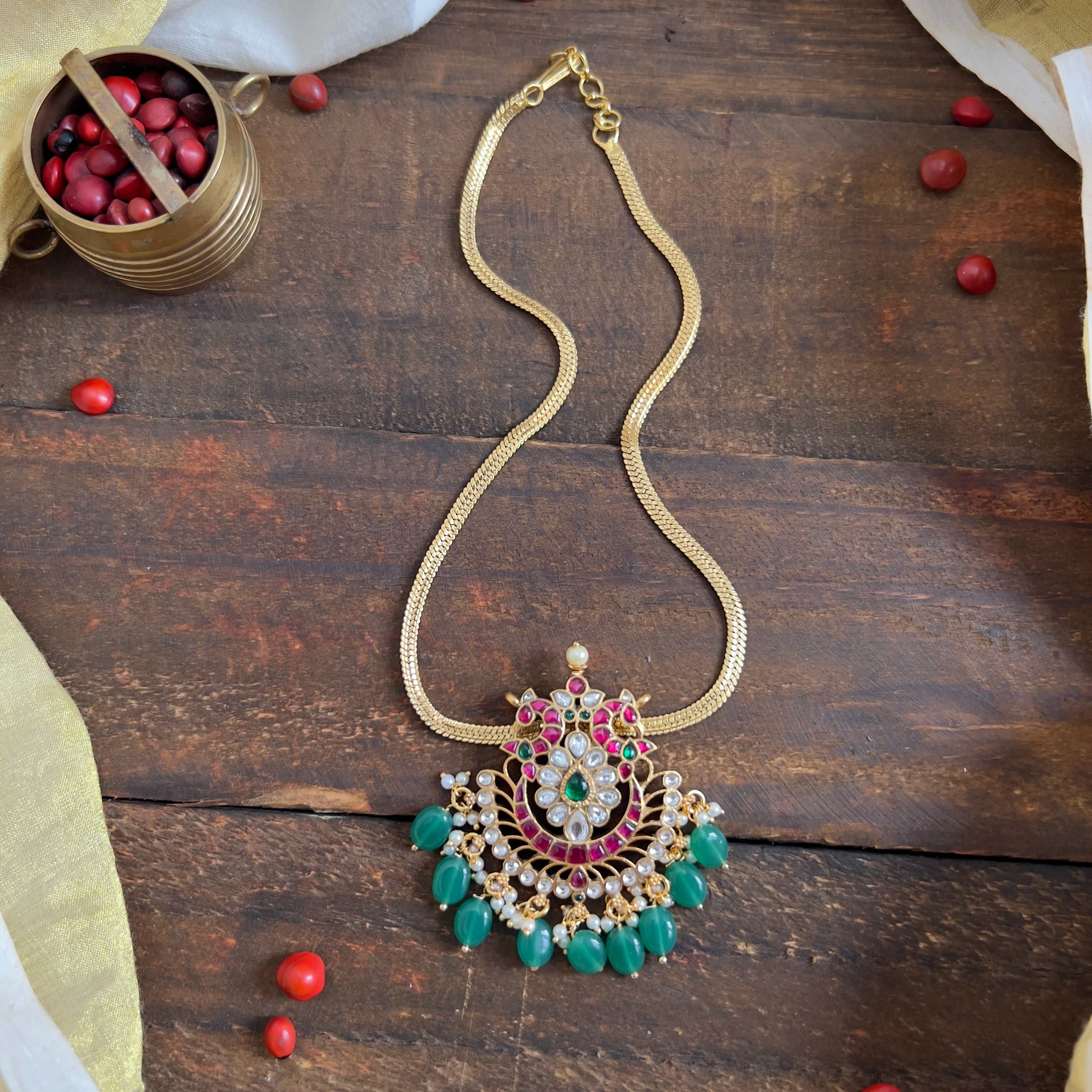 Gandaberunda Rakodi Design Jadau Kundan Pendant Chain