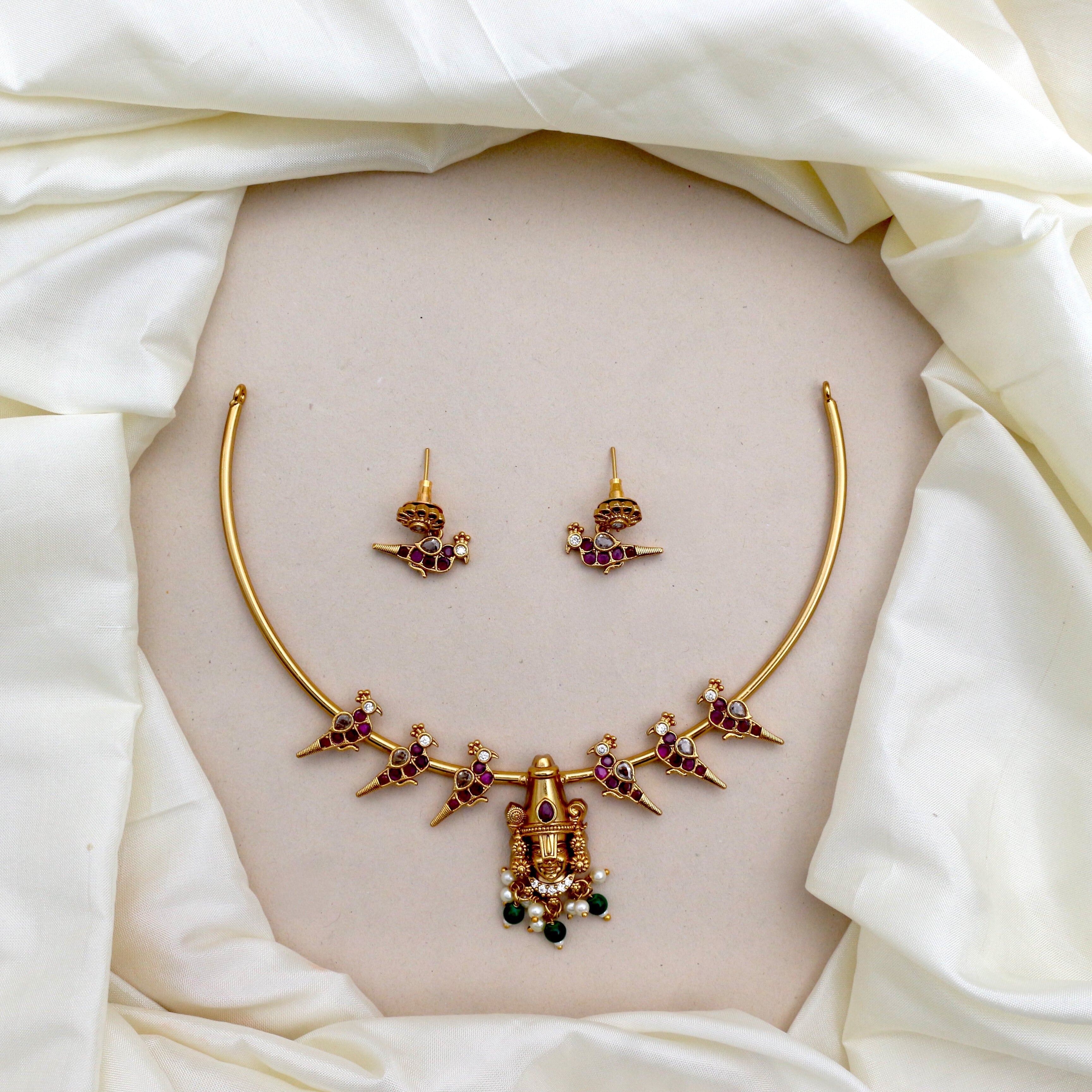 Namo Narayana AD Birds Hasli Necklace Set