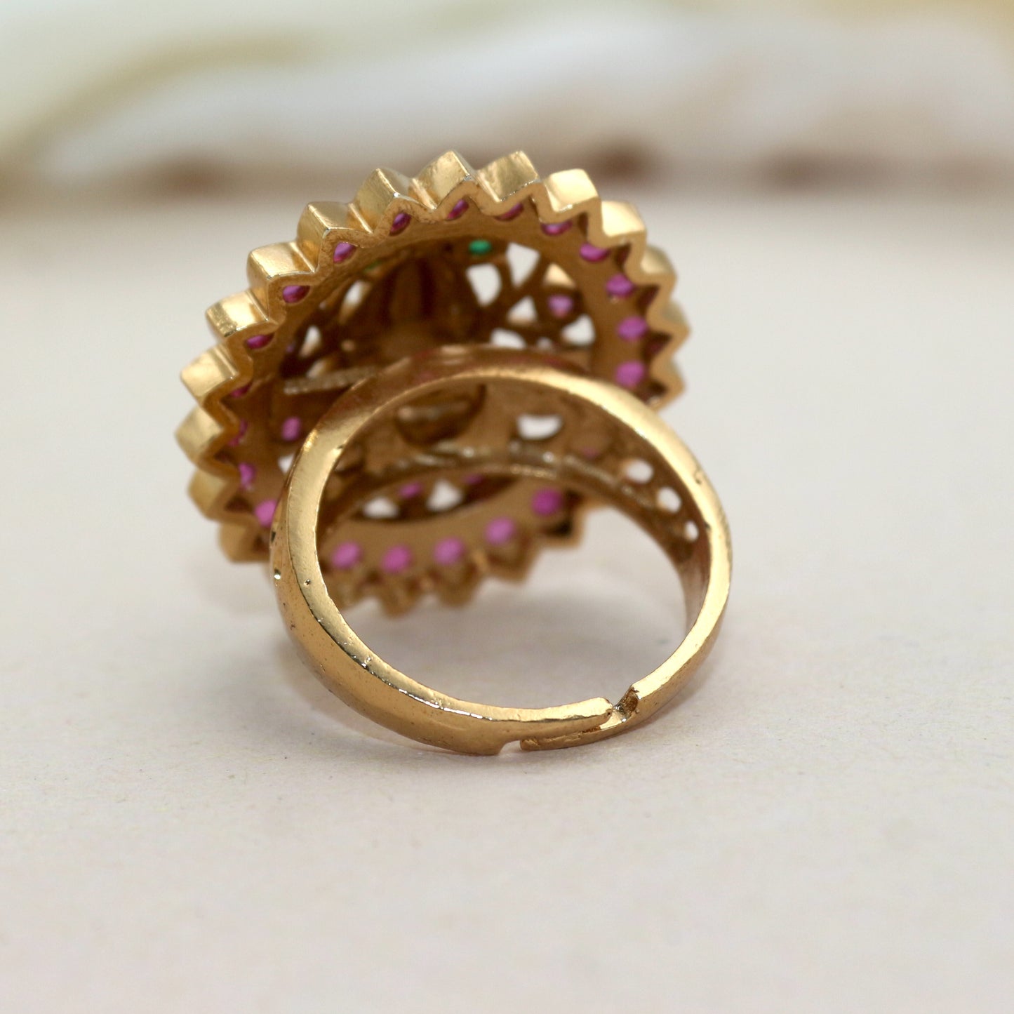 Antique Gold Kemp Lakshmi Bridal Adjustable Finger Ring
