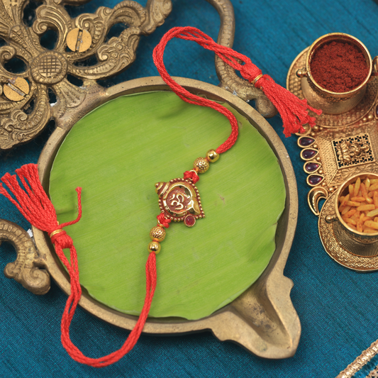 Handmade Traditional Raksha Bandhan Rakhi - Aum Shankh Design