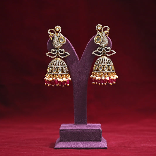 Royal Peacock Long Victorian Bridal Jhumkas