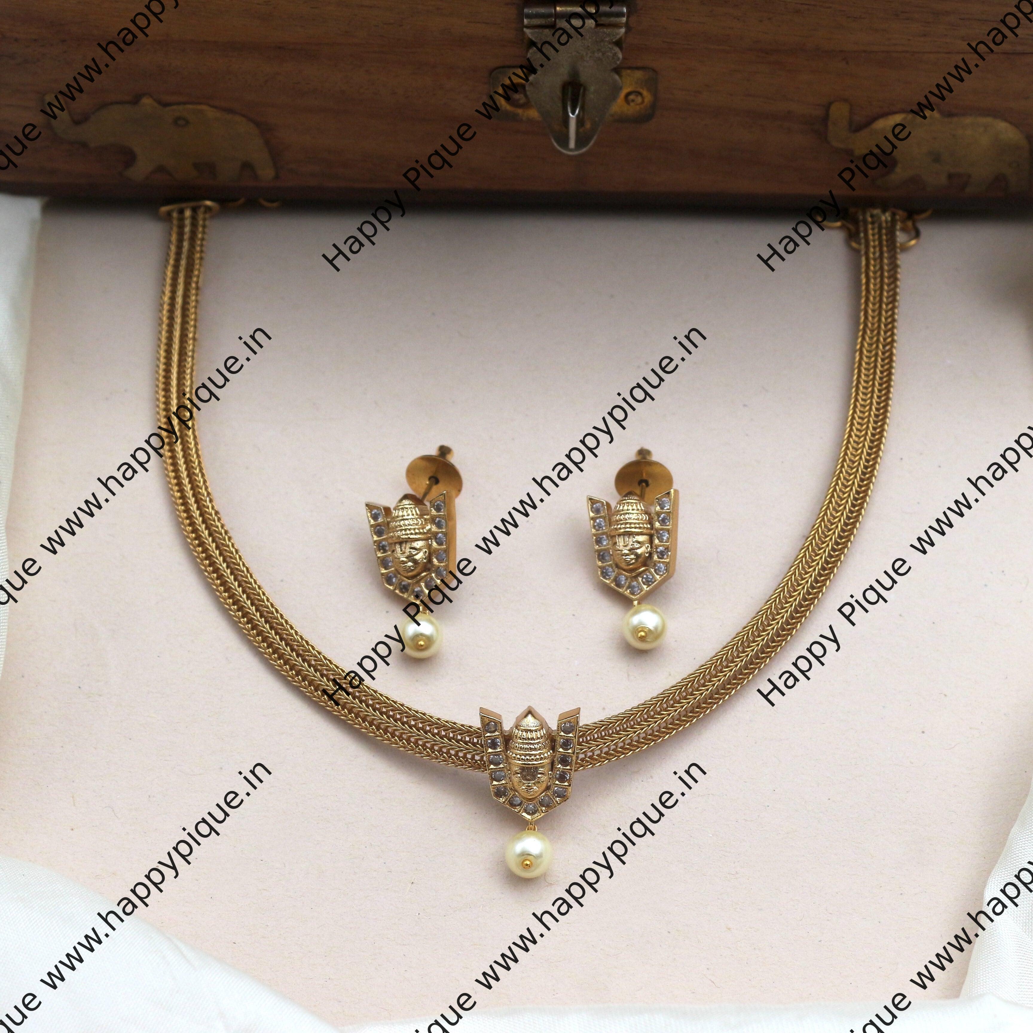 Simple & Cute Small AD Balaji Namam Necklace