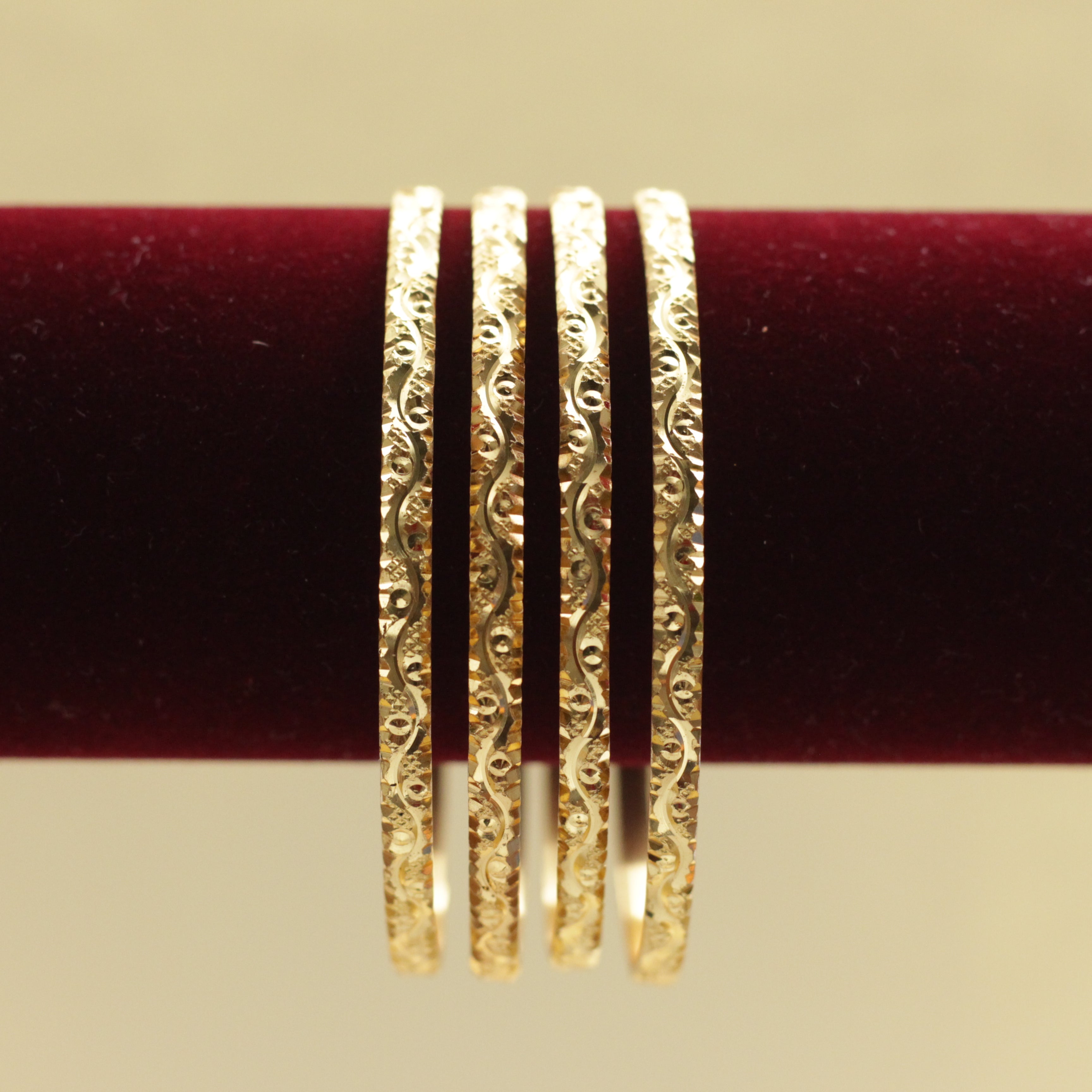 Real Gold Tone Set of 4 Bangles - SS022 - Daily Wear/Office Wear/Function Wear Bangles