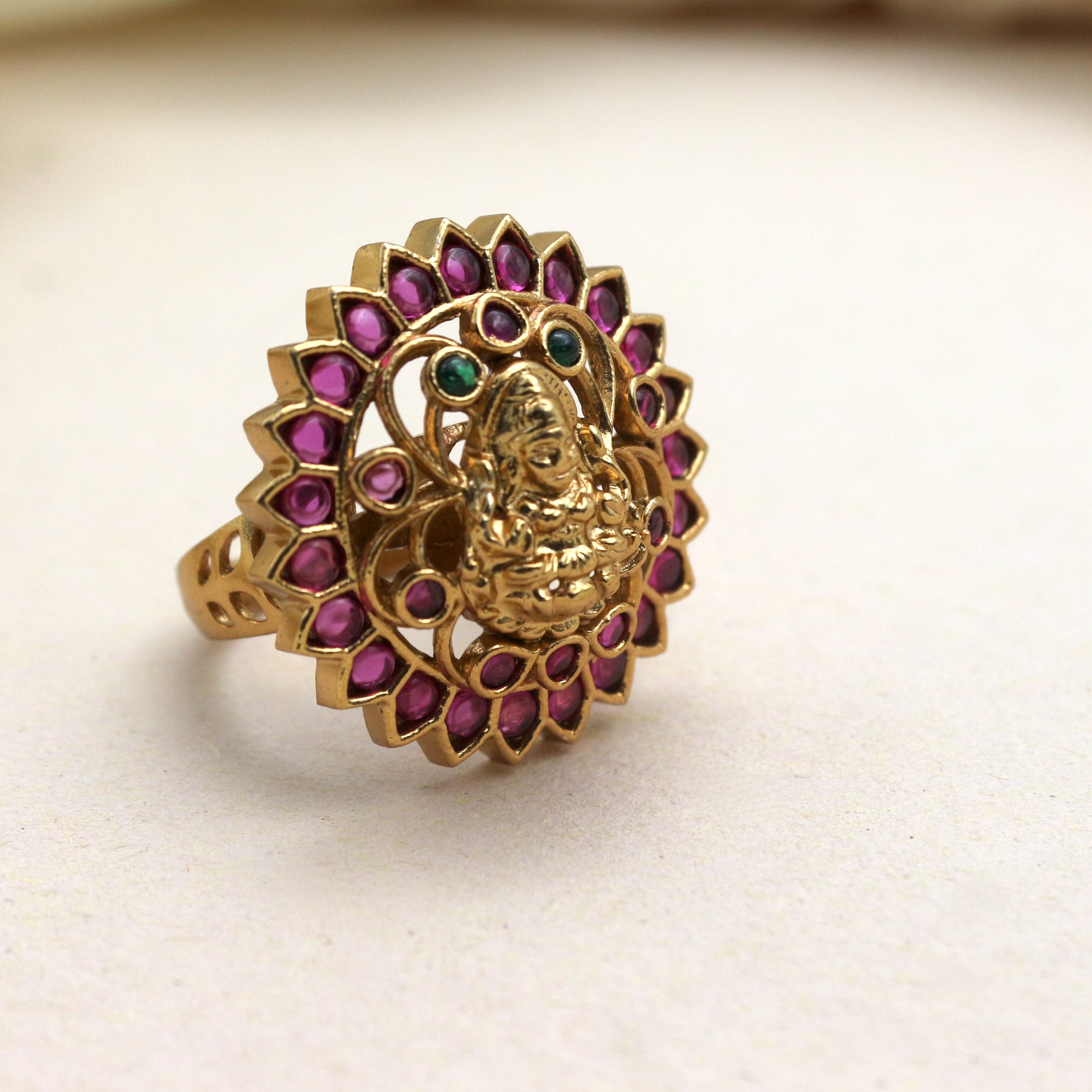 Elegant Emerald Collection Gold Finger Ring (WFR222)