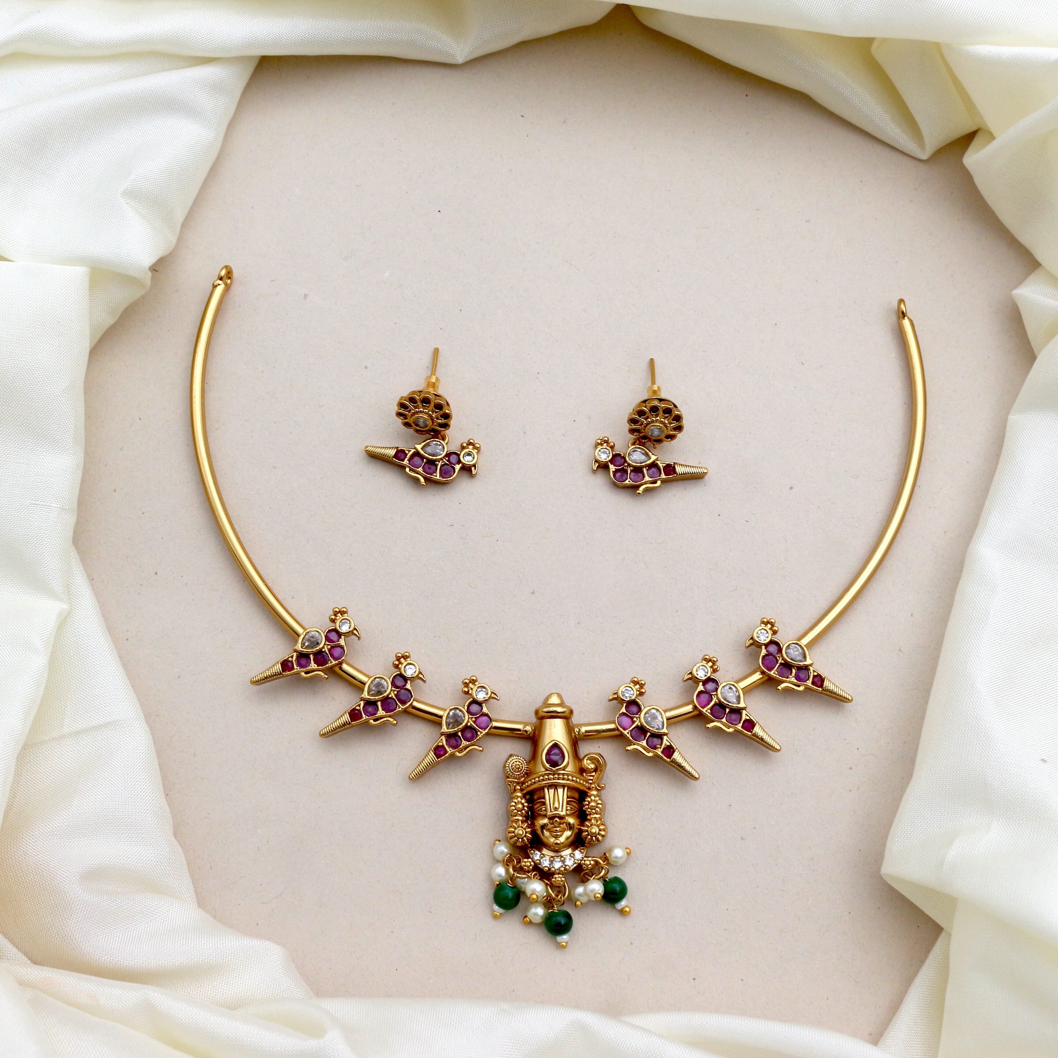 Namo Narayana AD Birds Hasli Necklace Set