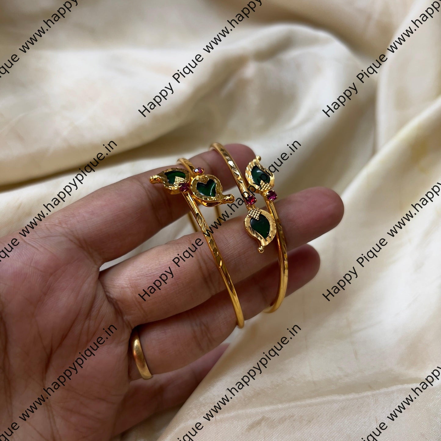 Real Gold Tone Kerala Palakka Mango Adjustable Kada Bangles