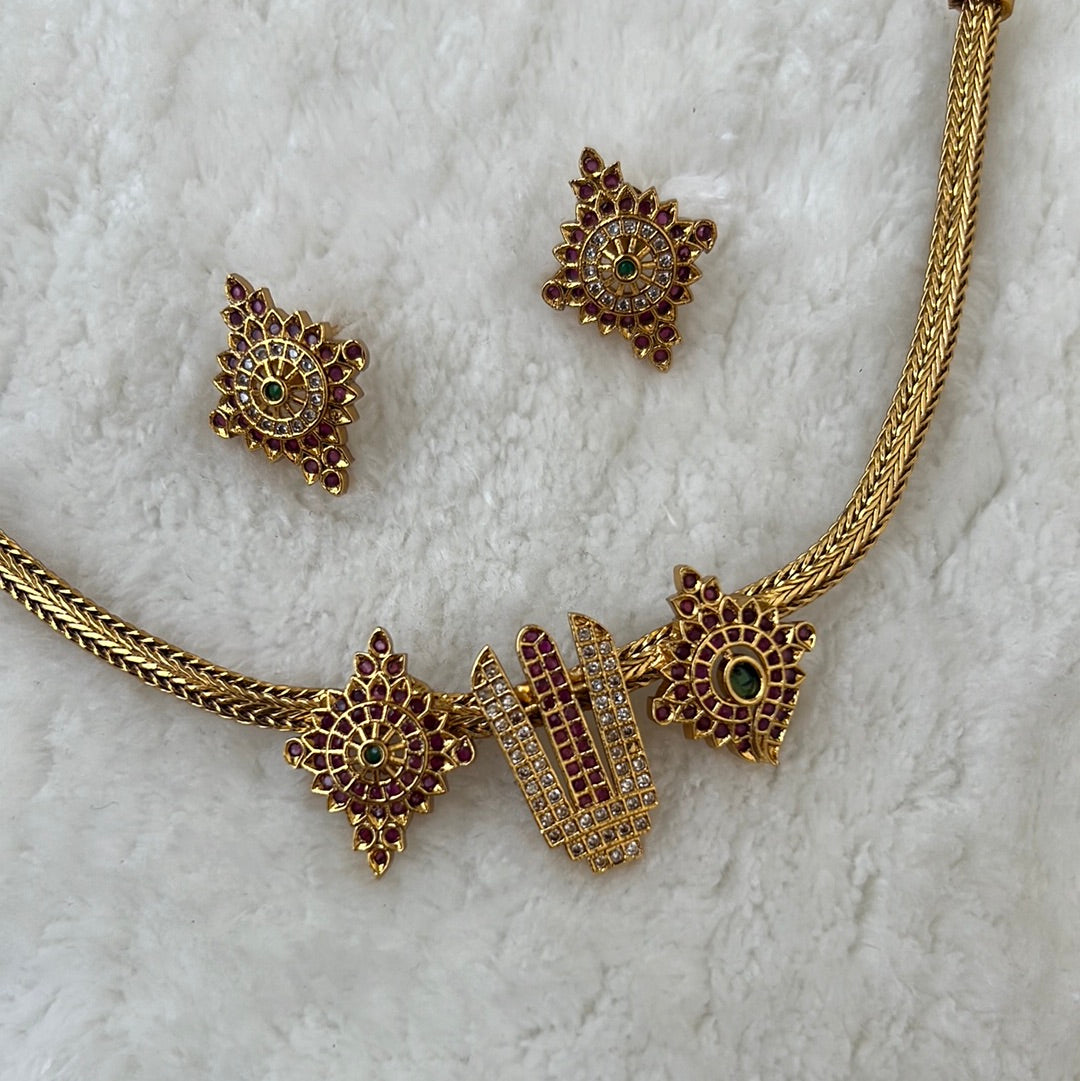 Junior Shankh Chakra Namam Choker Necklace Set