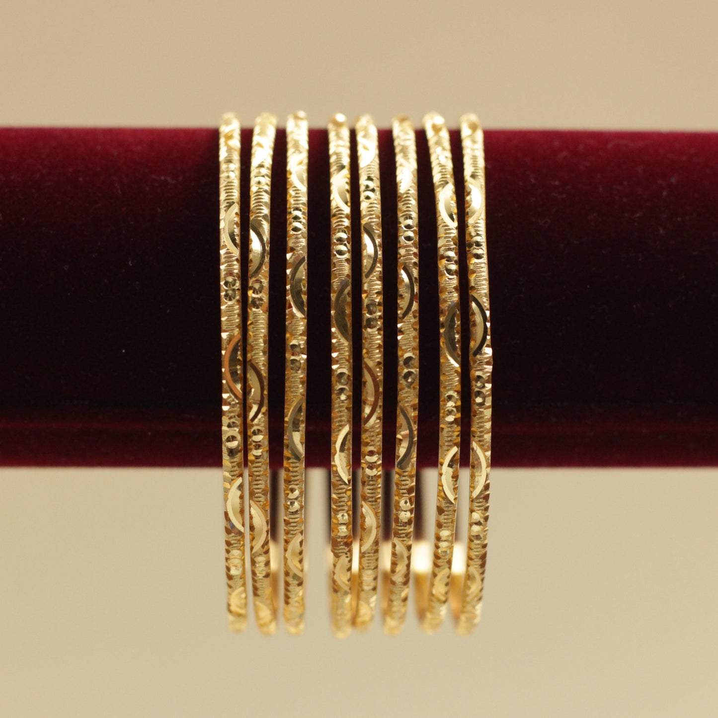 Real Gold Tone Set of 8 Bangles - SS021 - Daily Wear/Office Wear/Function Wear Bangles