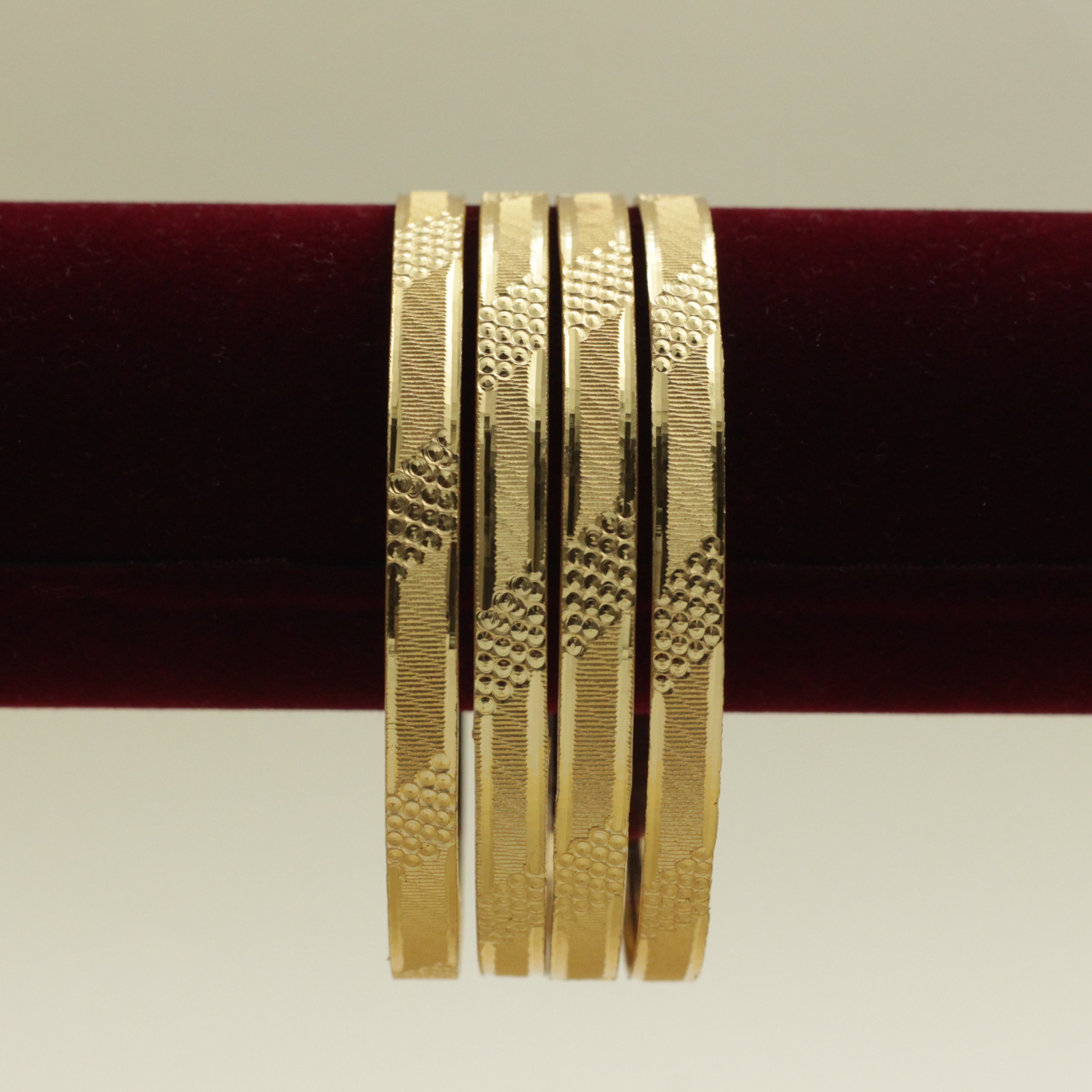 Real Gold Tone Set of 4 Thick Bangles - SS019 - Daily Wear/Office Wear/Function Wear Bangles